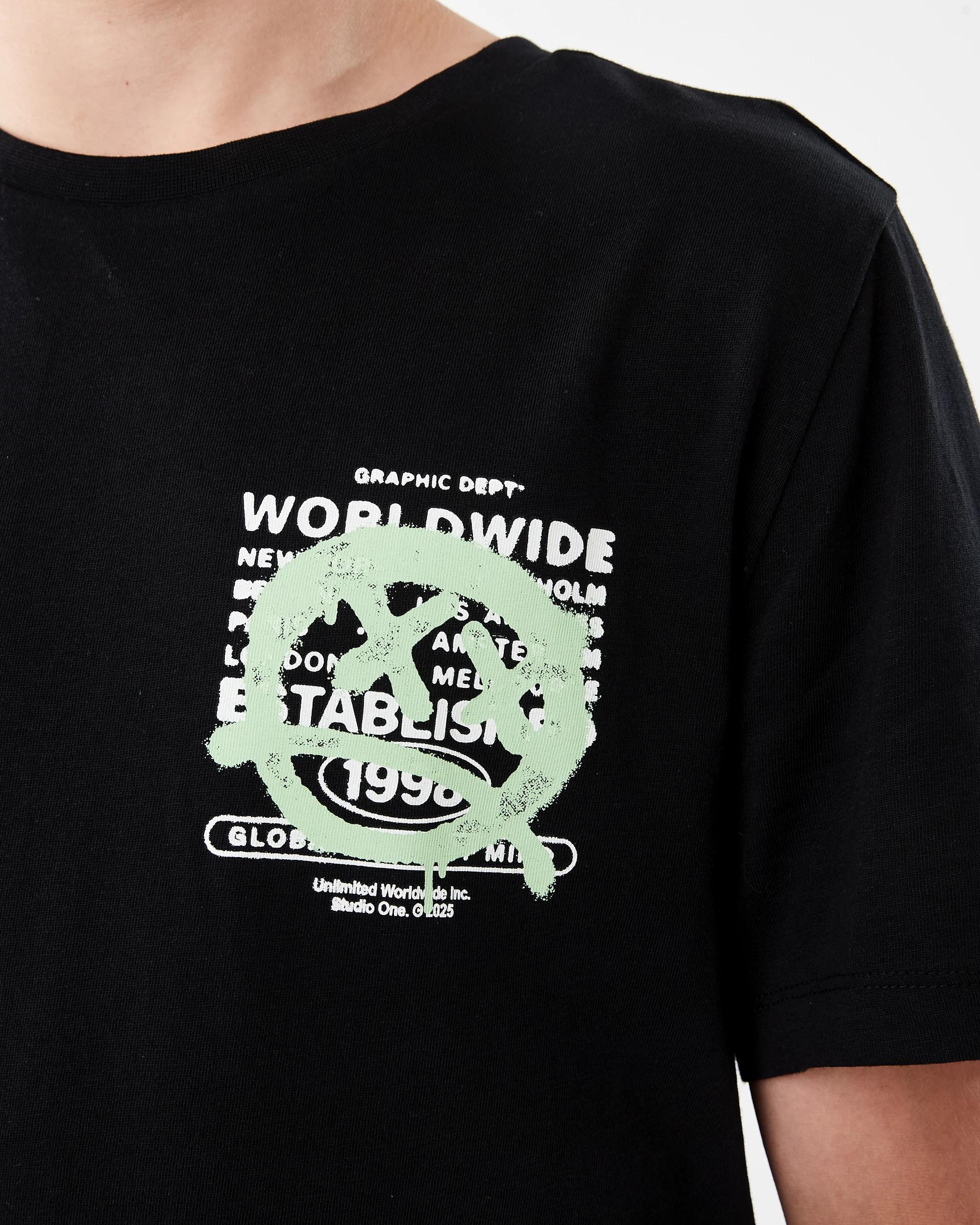 5 Short Sleeve Print T-shirt Blk Spray, 5 of 7