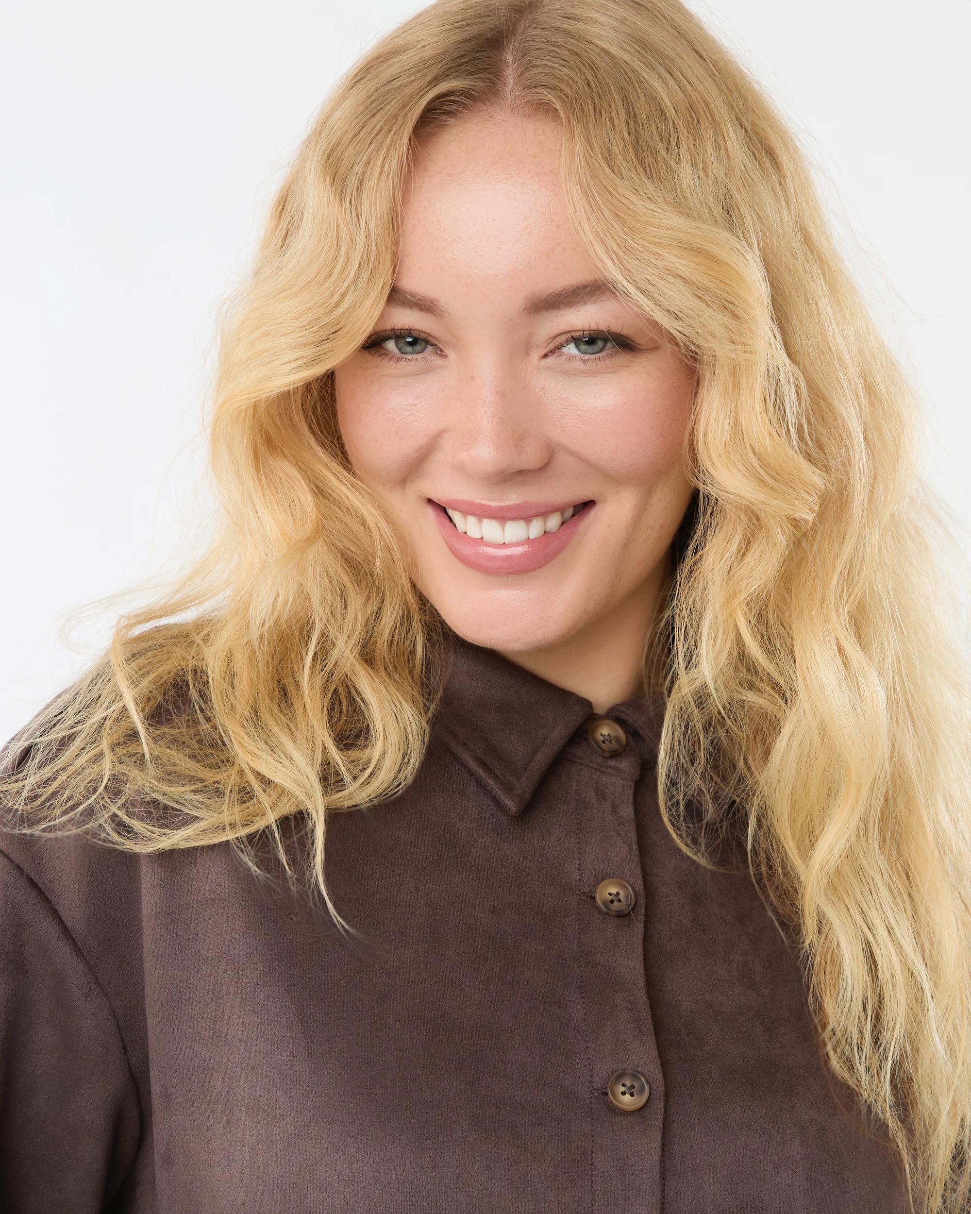 10 Long Sleeve Suedette Shirt Choc Plum, 10 of 10