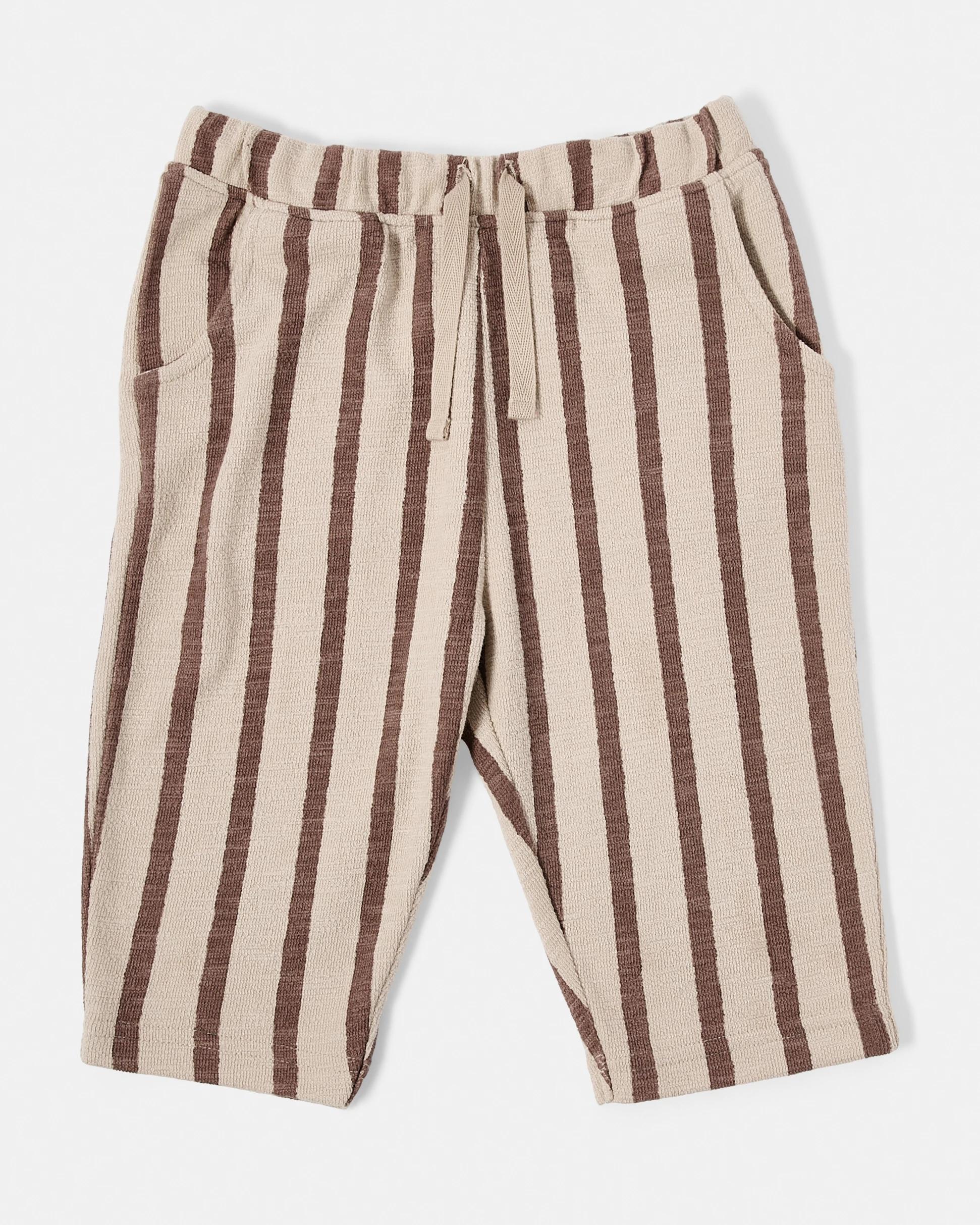 1 Barrel Leg Knit Pants Brwn Strp, 1 of 3