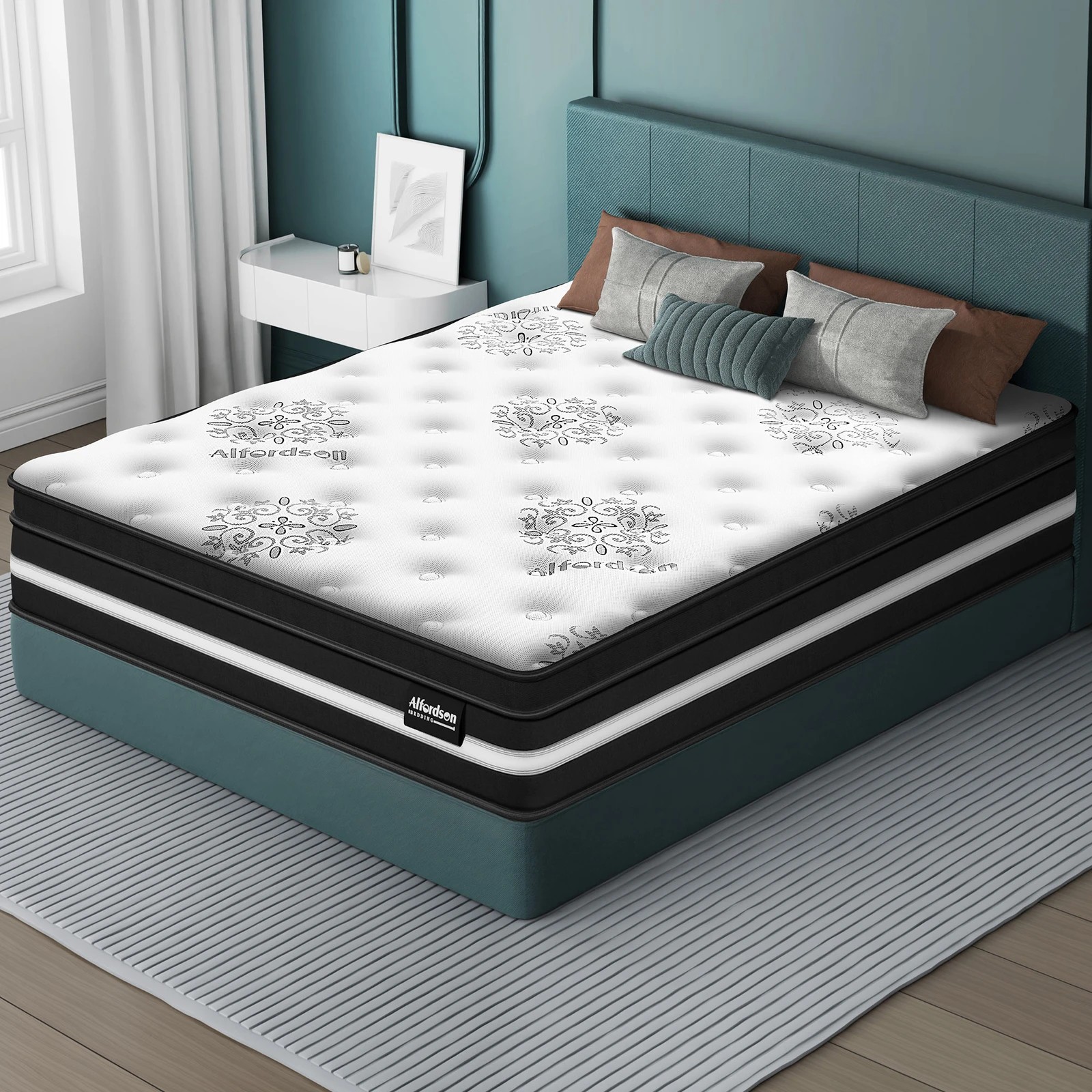 2 Alfordson Mattress 22CM  EuroTop Bonnell Spring Medium Firm Foam - King Single Bed, 2 of 9