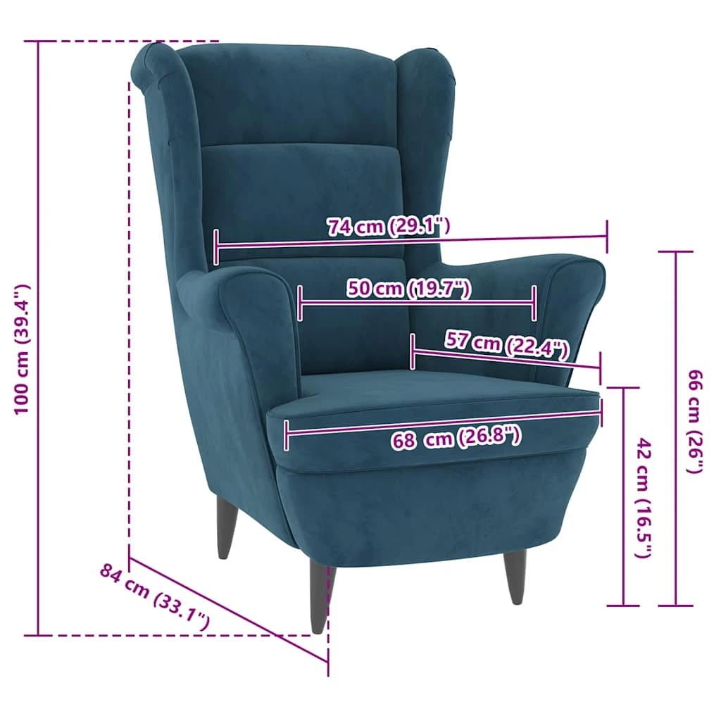 8 vidaXL armchair Reclining Mechanism - Blue, 8 of 8