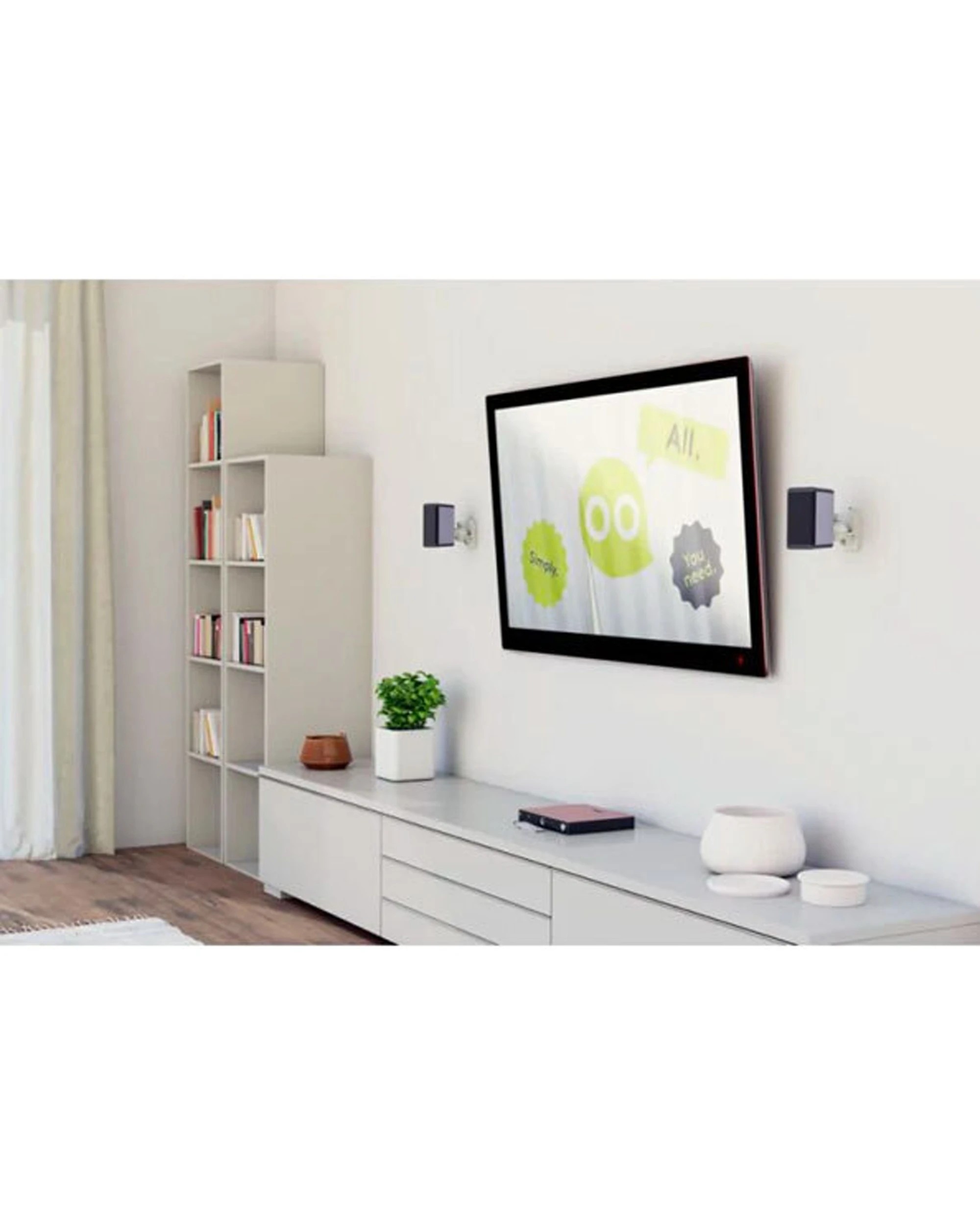 4 Goobay 2pc Satellite Audio Speaker Wall Mount Bracket Home Studio Up To 3.5 - White, 4 of 4