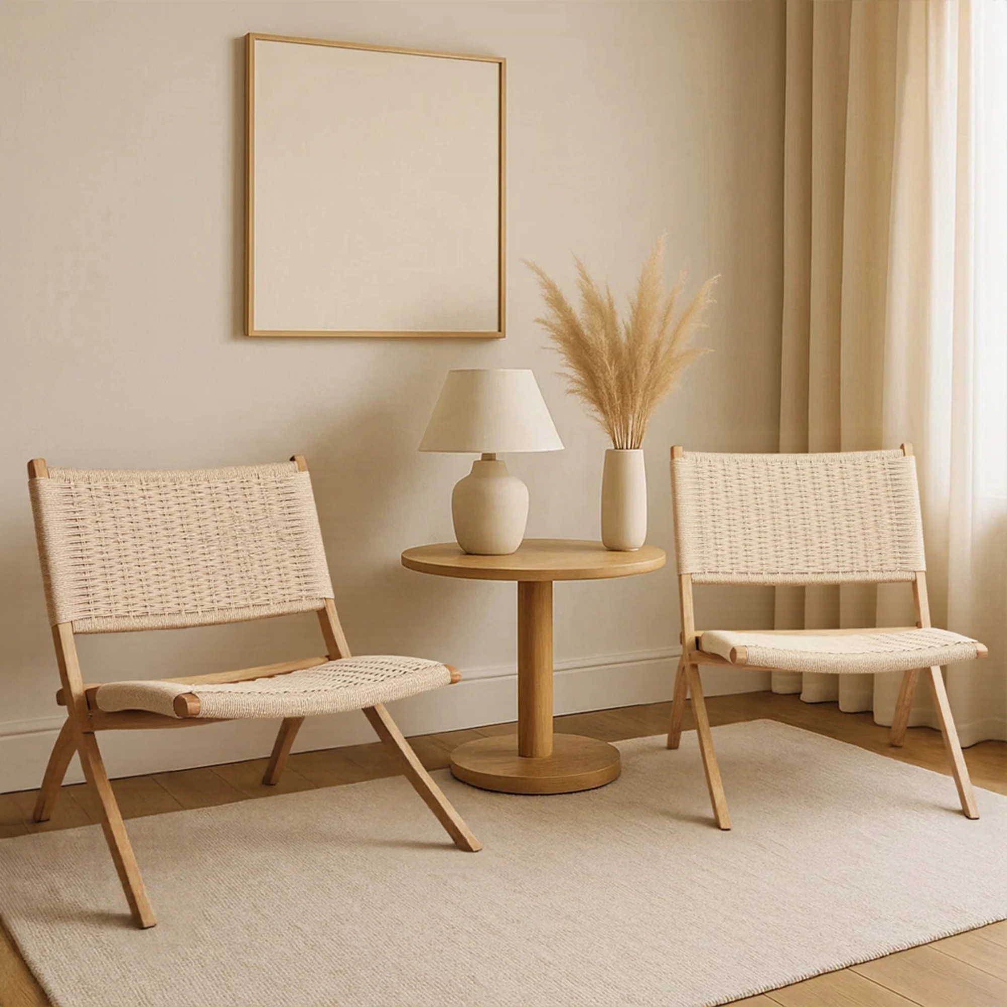 8 Levede 2x Foldable Accent Chair - Natural, 8 of 8