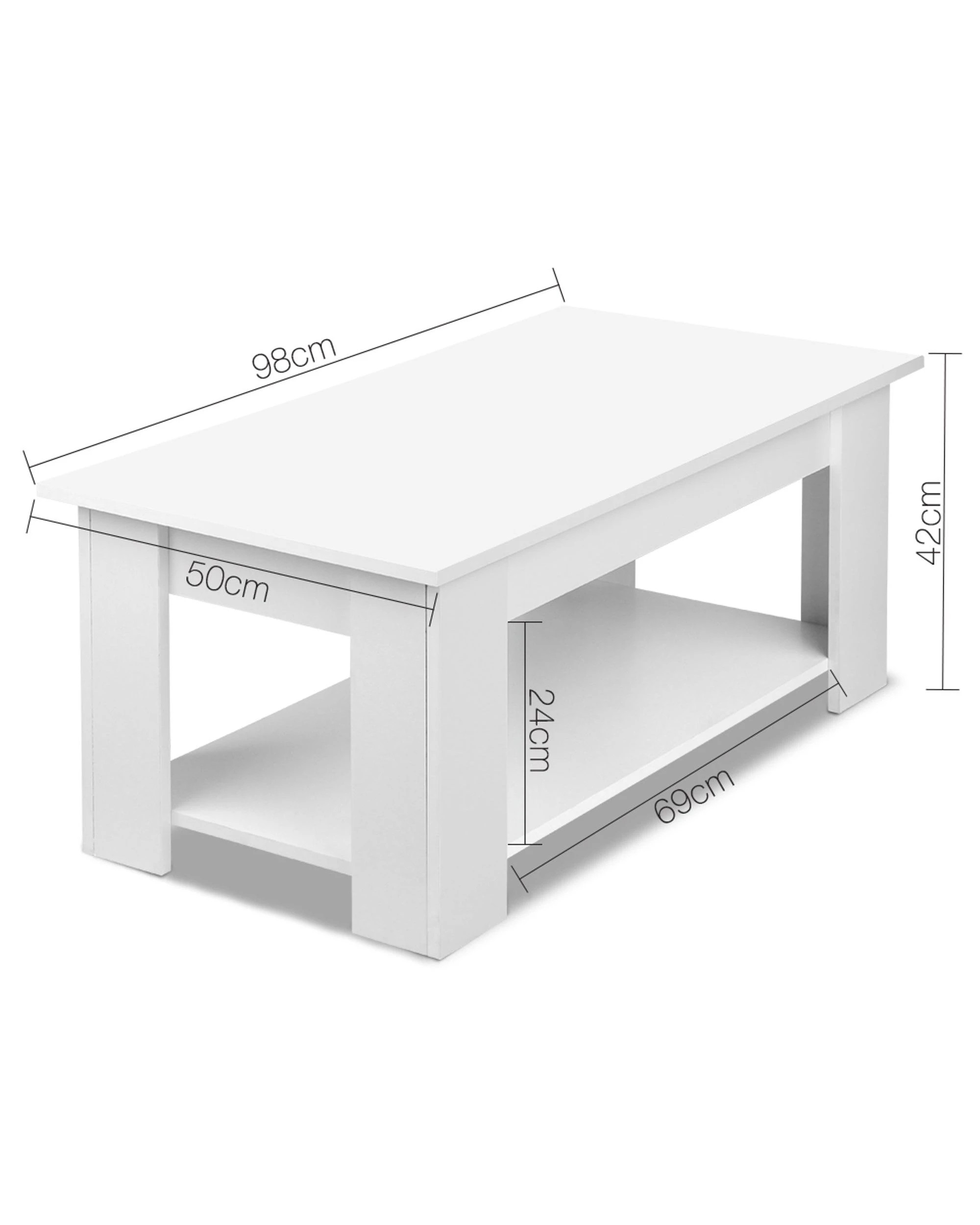 2 Artiss Coffee Table Lift-top Coffee Table
 - White, 2 of 3