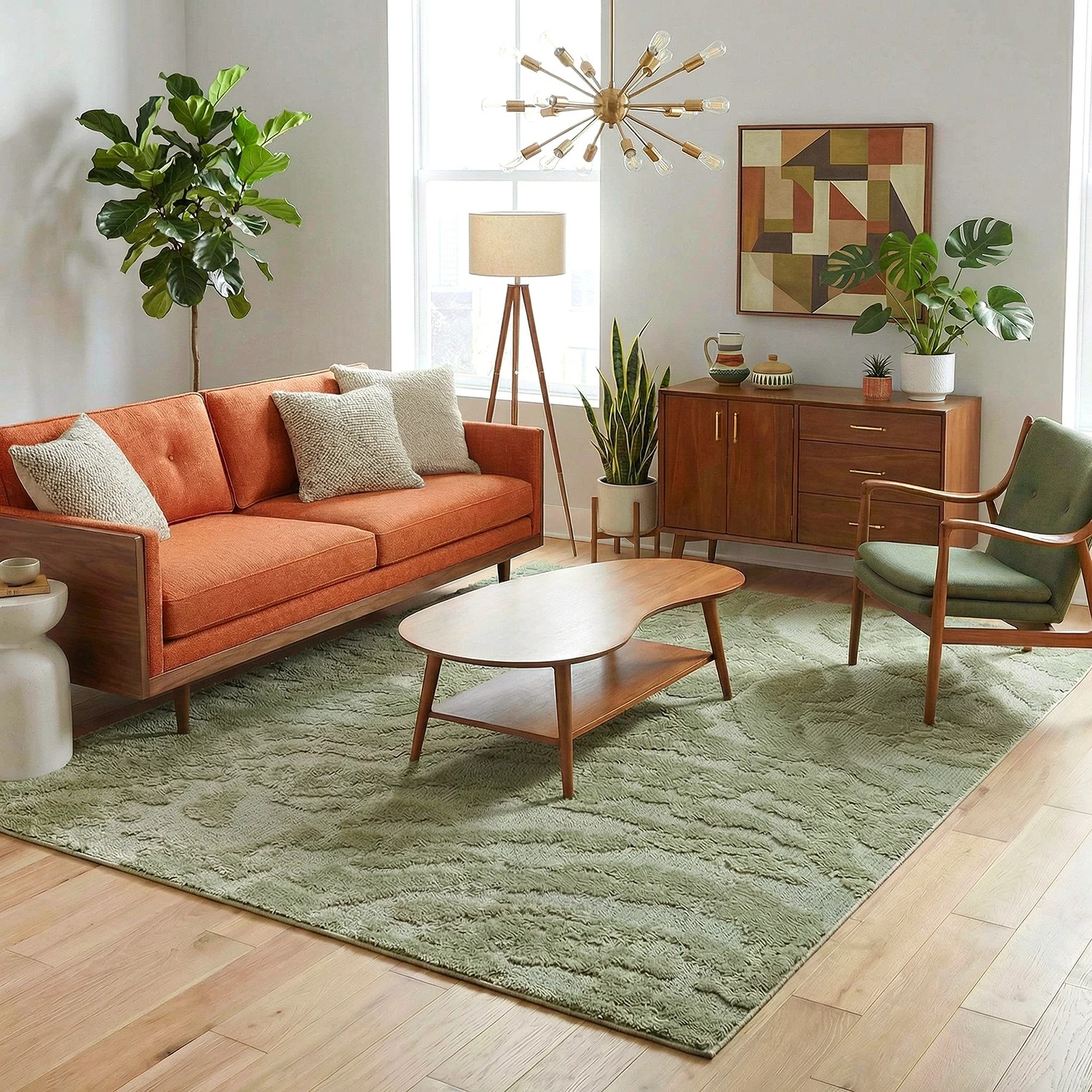 1 Common Ground Rugs Sanctuary Nyla 330x240cm - Extra Large Power Loomed Floor Rug - Green, 1 of 7