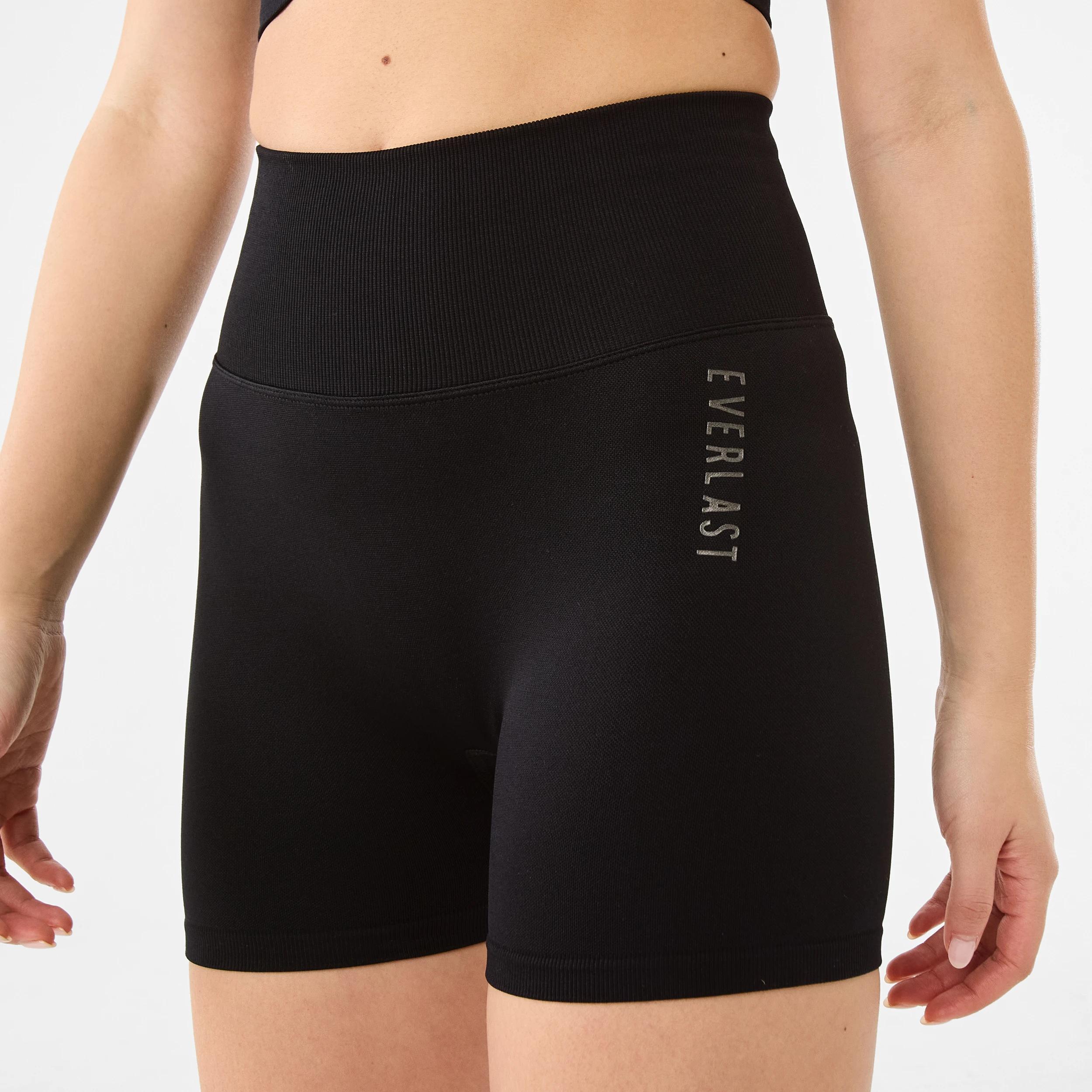 1 Everlast Womens Contour Seamfree Bike Shorts EVERLAST SIMPLE LOGO BLACK, 1 of 7