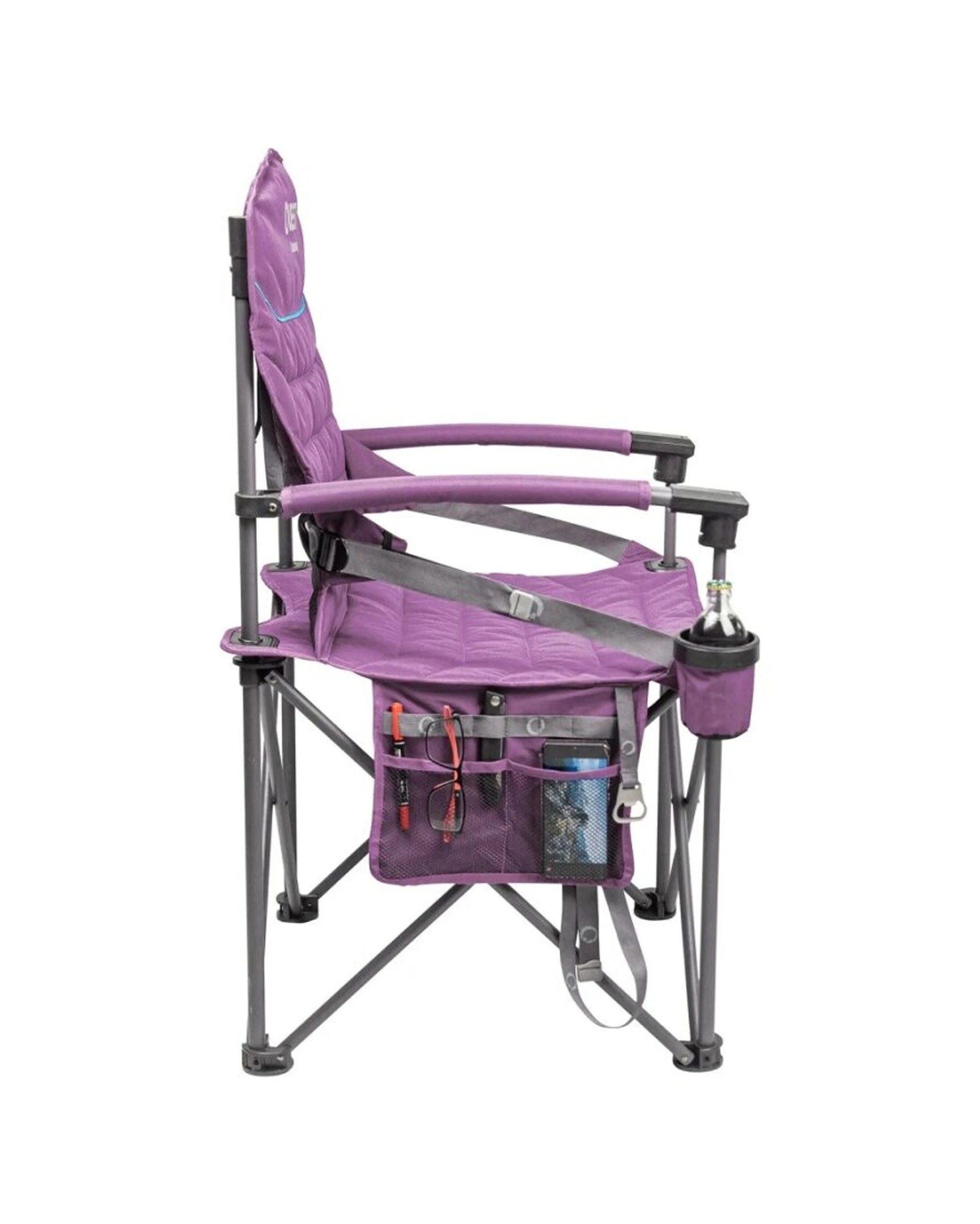 3 Quest Outdoors Castaway Hard Arm Camping Chair Padded Arms 200kg Weight Capacity - Purple, 3 of 7
