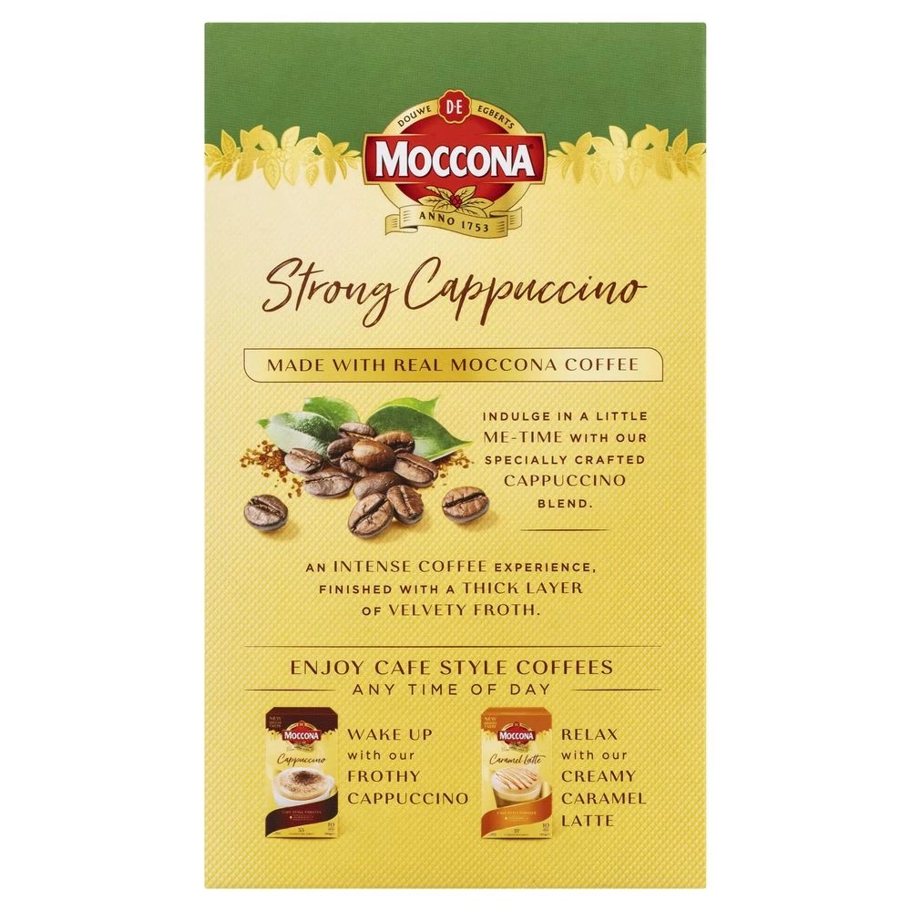 3 Moccona Strong Cappuccino Sachets 10 Pack, 3 of 5