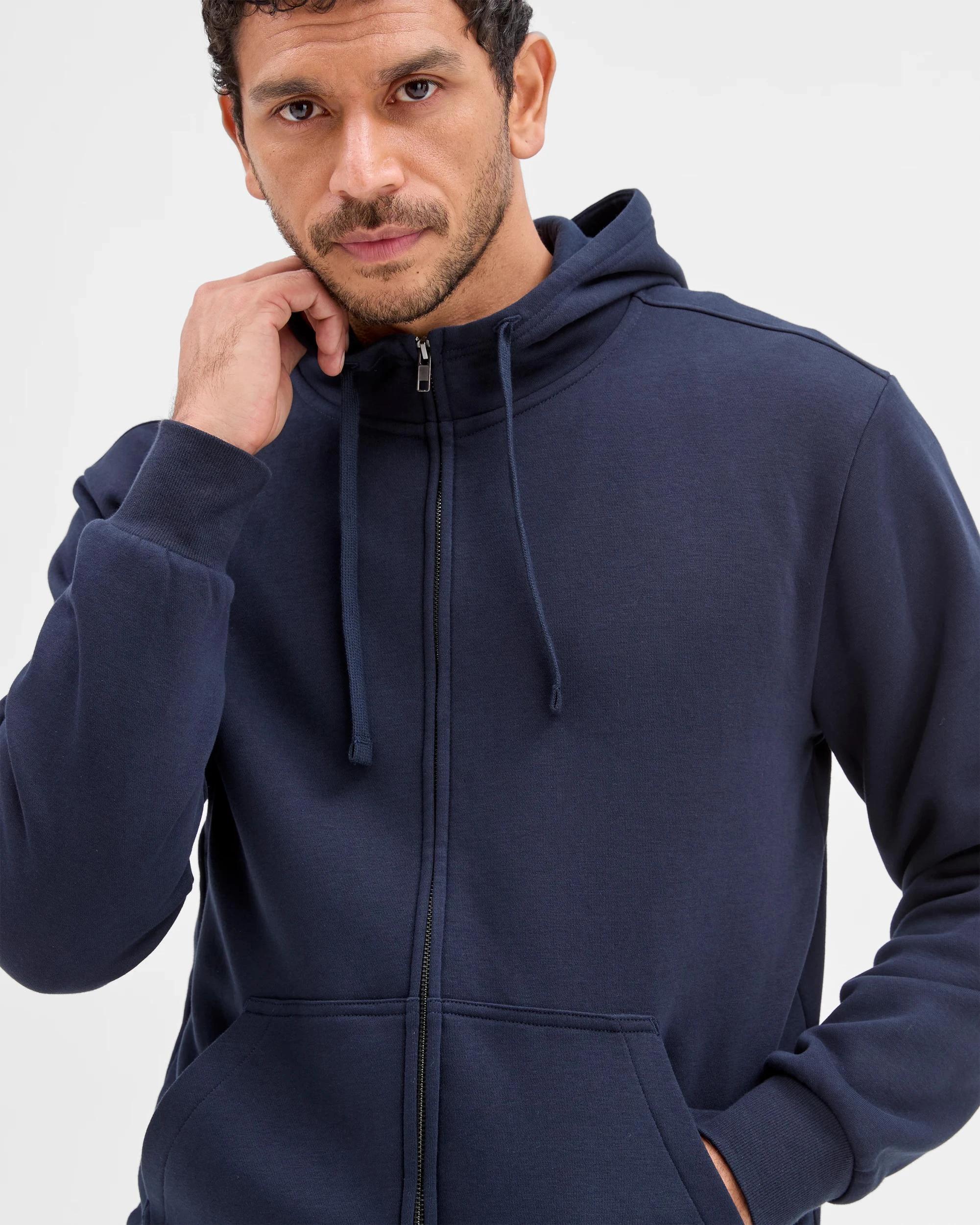 4 Target Man Australian Cotton Blend Zip Thru Hoodie NAVY, 4 of 8