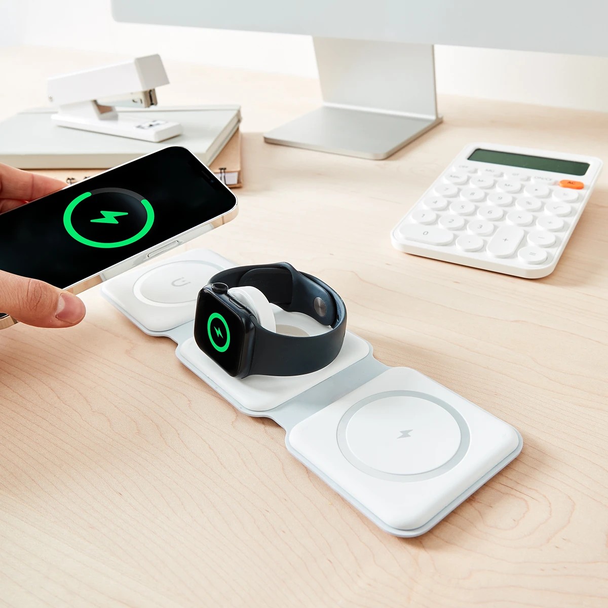 1 Foldable 3-in-1 Magnetic Travel Charger - White, 1 of 10