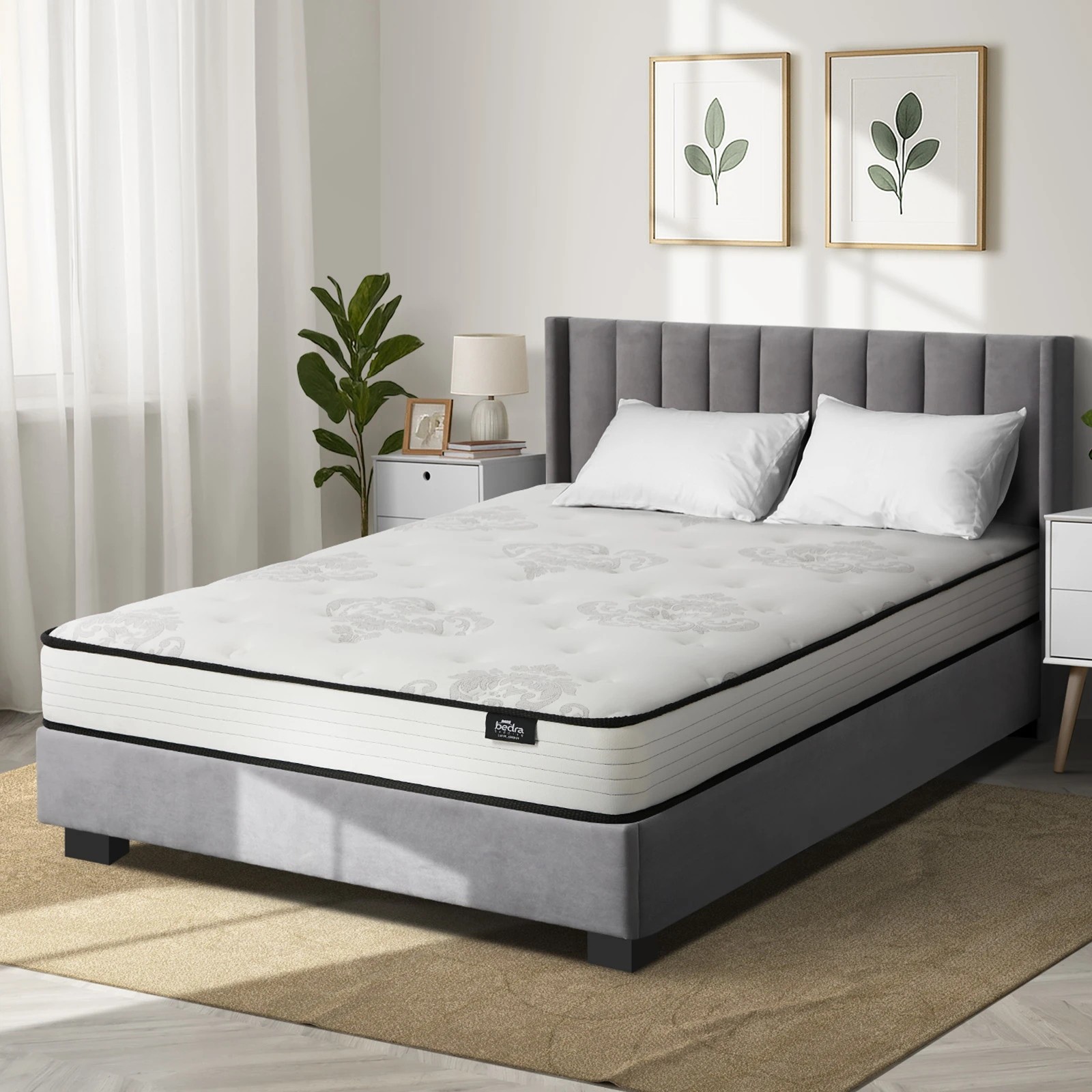 3 Bedra Bedding Queen Mattress Bonnell Spring Foam Bed Medium Firm Breathable 16cm - Queen Bed - White, 3 of 5
