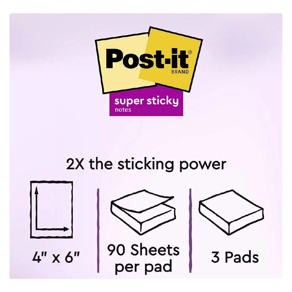 2 Post-it Super Sticky Notes 101 x 152mm Supernova Neons 3 Pack, 2 of 9
