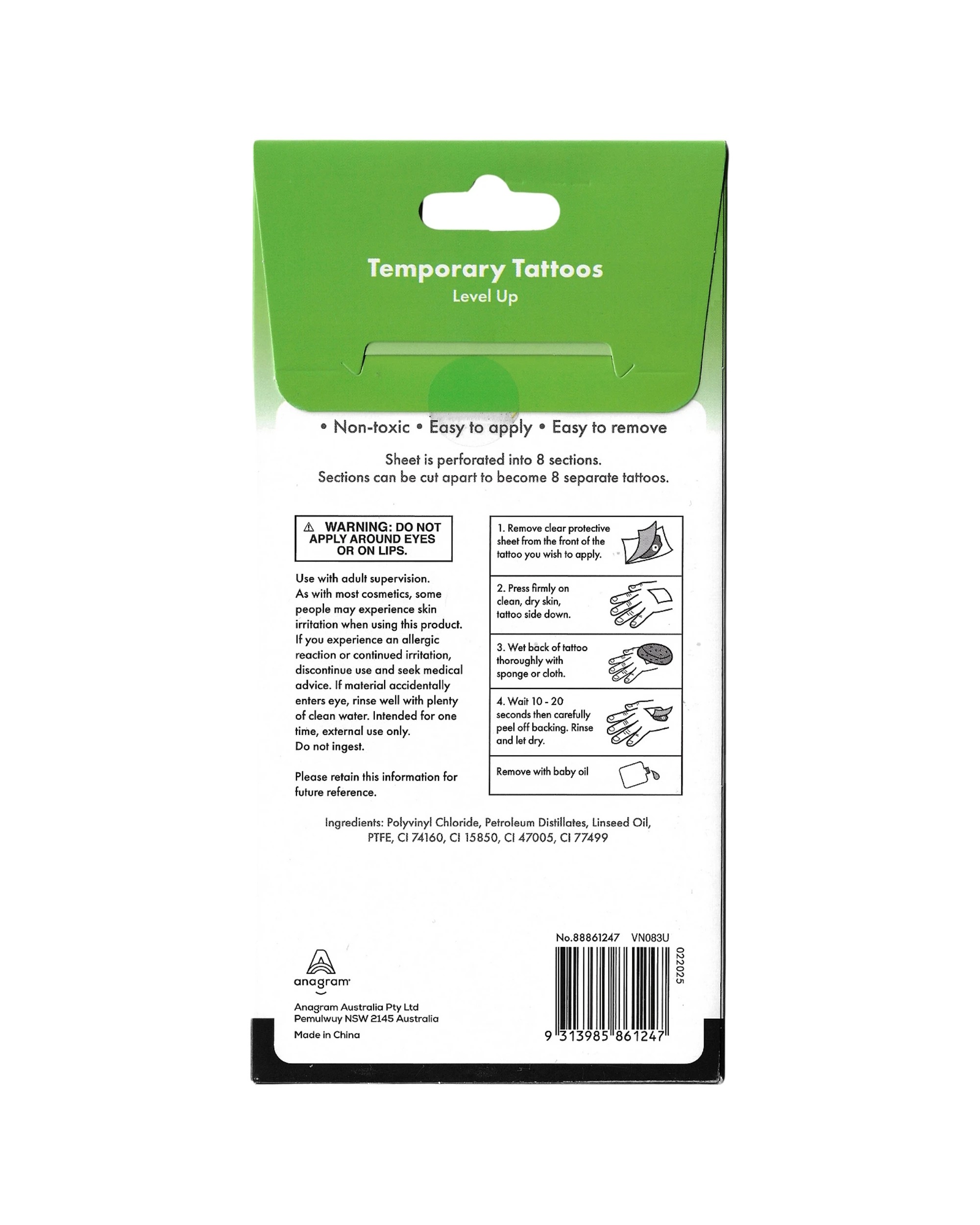3 Amscan Level Up Tattoos Pack of 8 - Multi, 3 of 3
