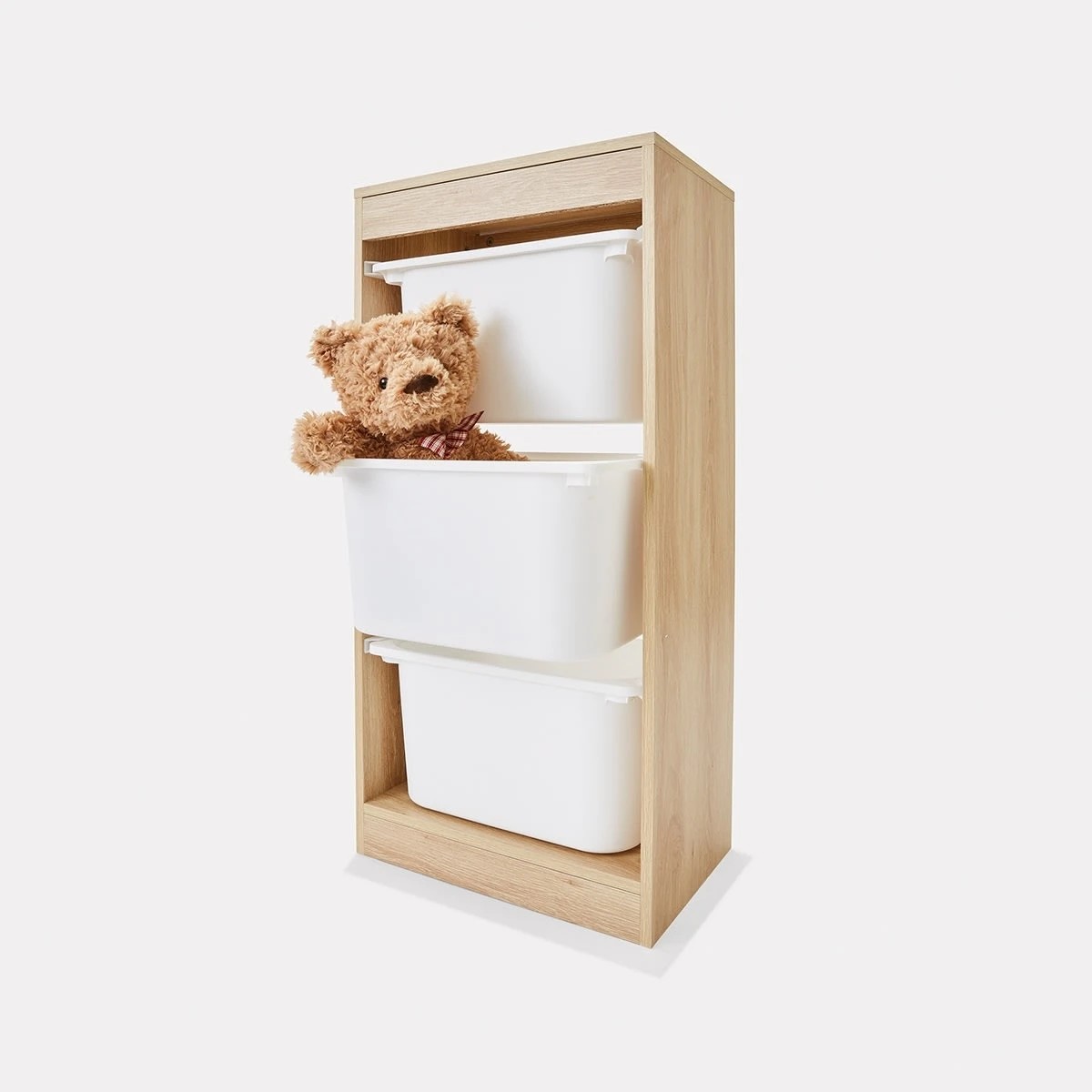 2 Kids 3-Tub Storage Organiser - Oak Look, 2 of 6