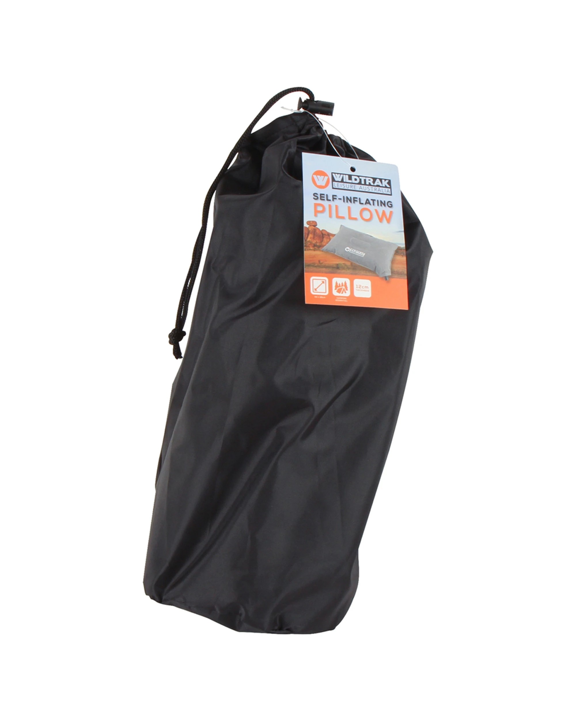 2 Wildtrak Self Inflating Pillow With Carry Bag Thick PU Foam - Grey, 2 of 2