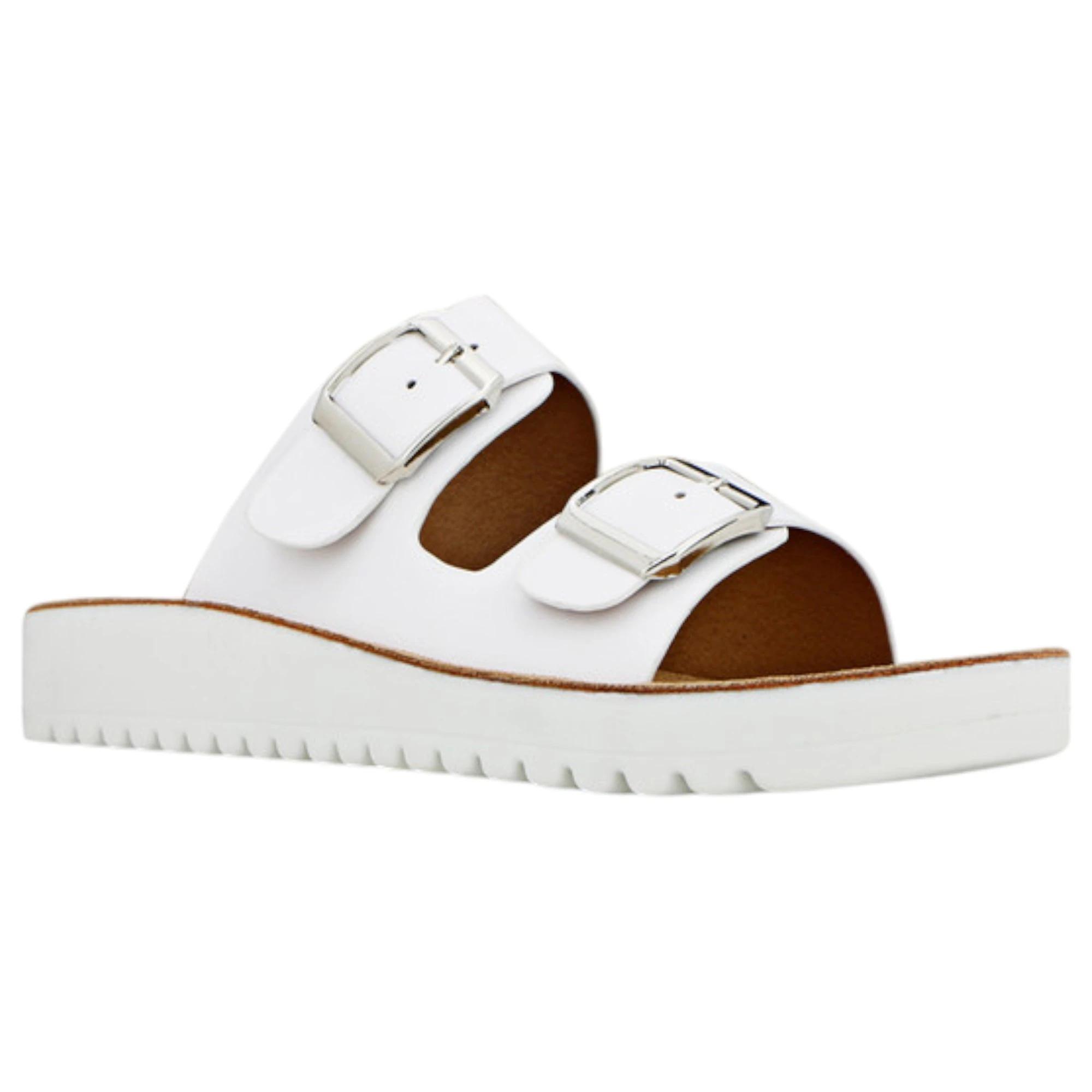 2 Bellissimo Womens Meg Slide Sandals WHITE, 2 of 3