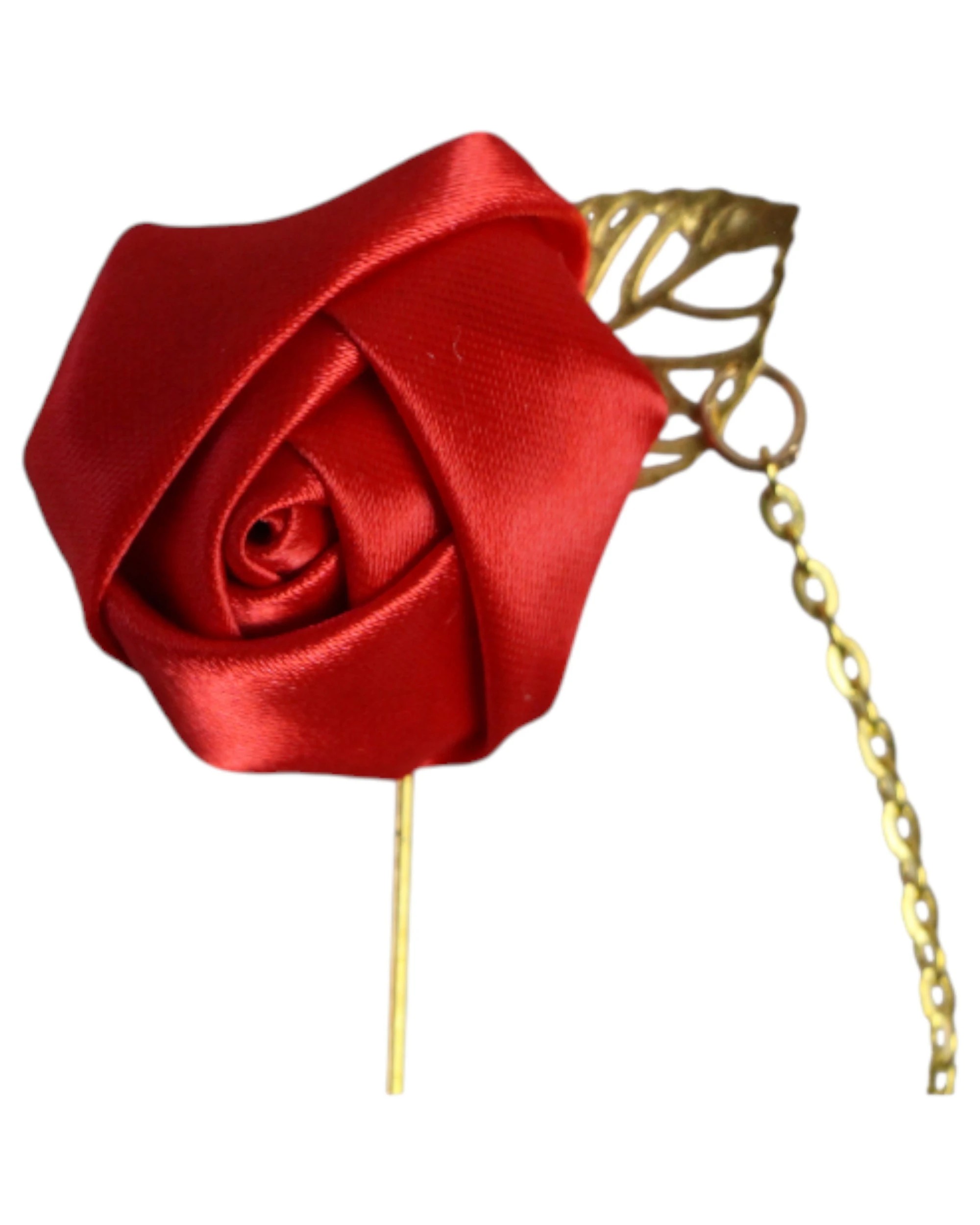 3 Zasel Womens Red Rose With Gold Leaf Flower Suit Blazer Jacket Lapel Pin - Multi, 3 of 3