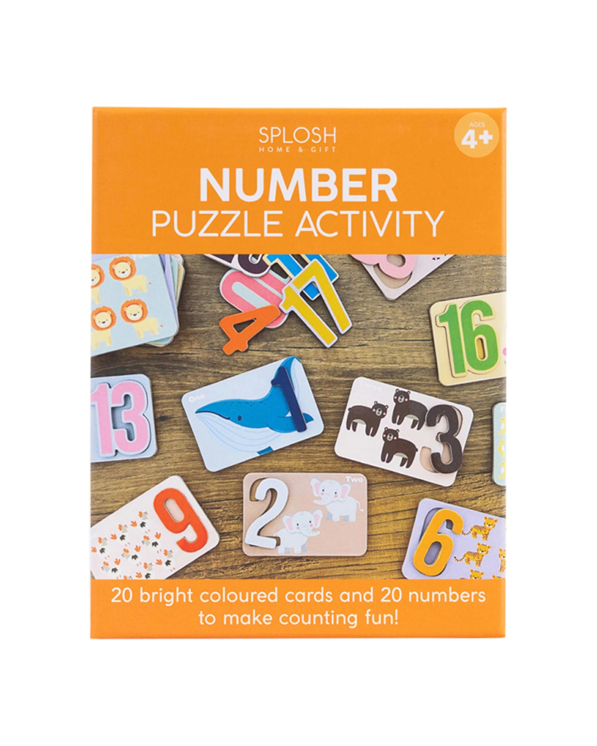 1 Splosh 20pc Kids By Splosh Number Puzzle Activity Learning Cards Game - Orange, 1 of 6