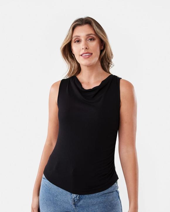 Sleeveless Drape Cowl Neck Top