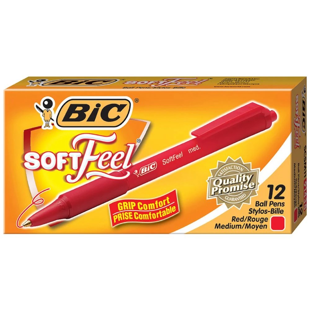 1 BIC SoftFeel Ballpoint Pens Red 12 Pack, 1 of 6