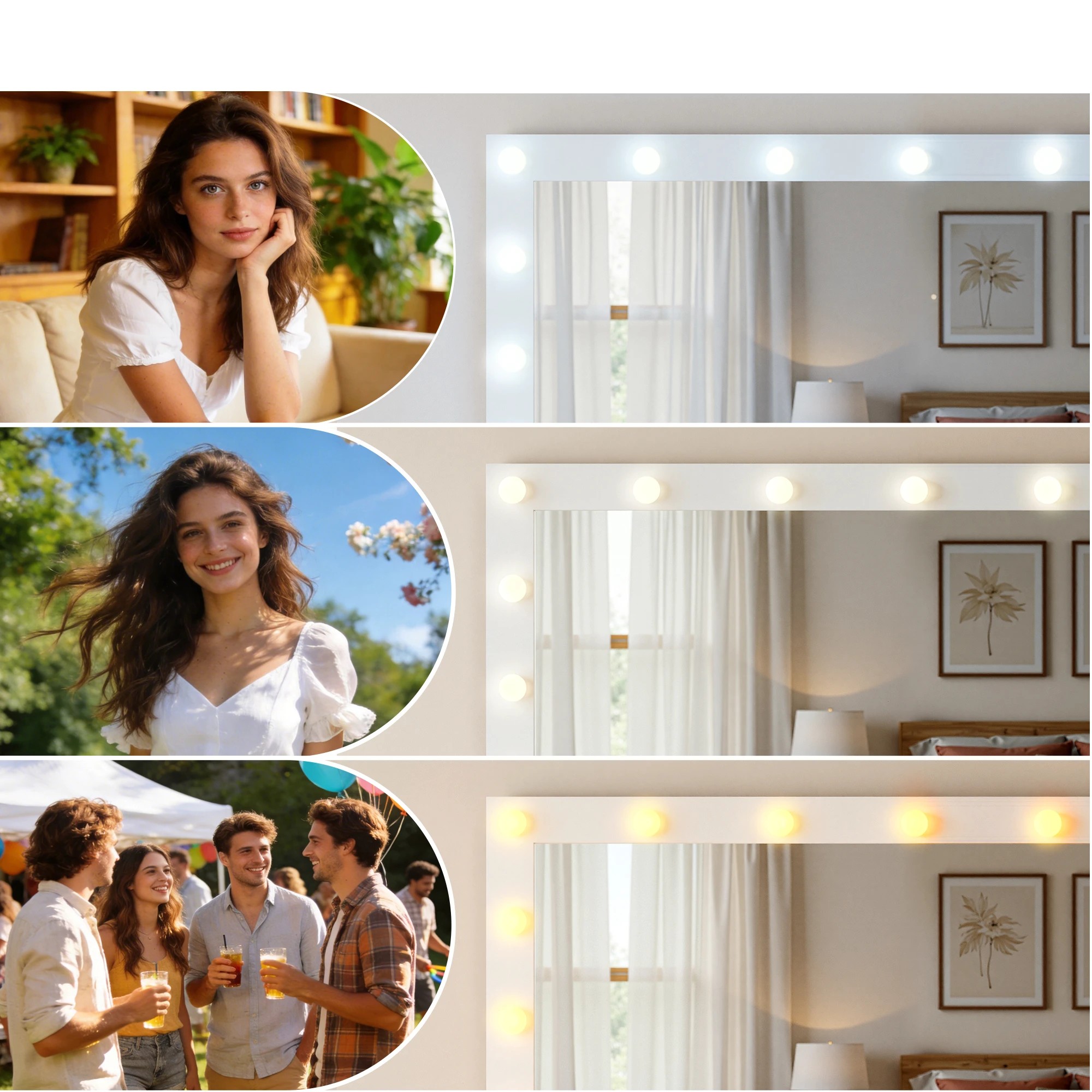 4 Artiss Dressing Table Vanity Desk Set LED Bulbs RGB Light - White, 4 of 9