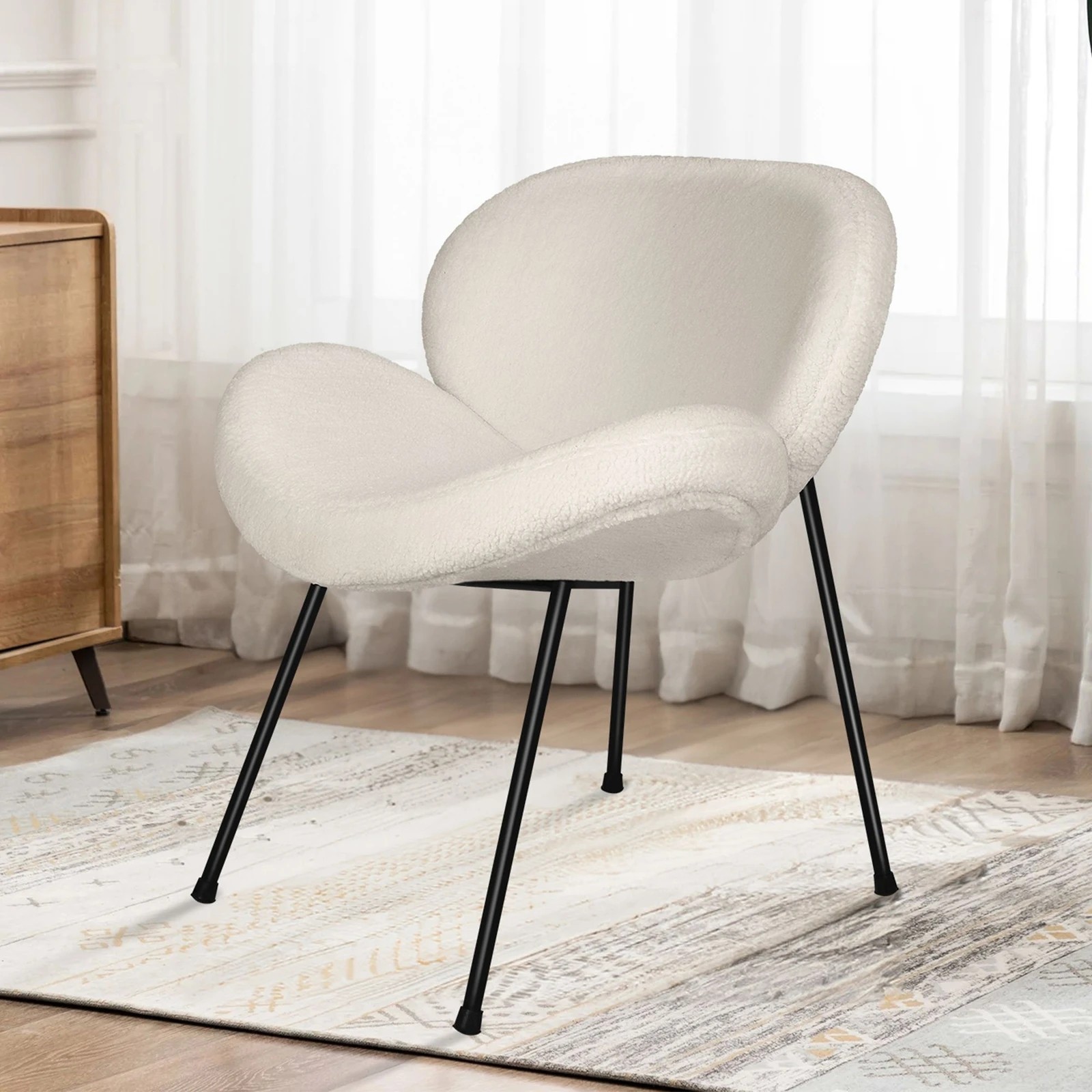 6 Alfordson Dining Chair Armchair Accent Kitchen Padded Living Room Sherpa - White, 6 of 10