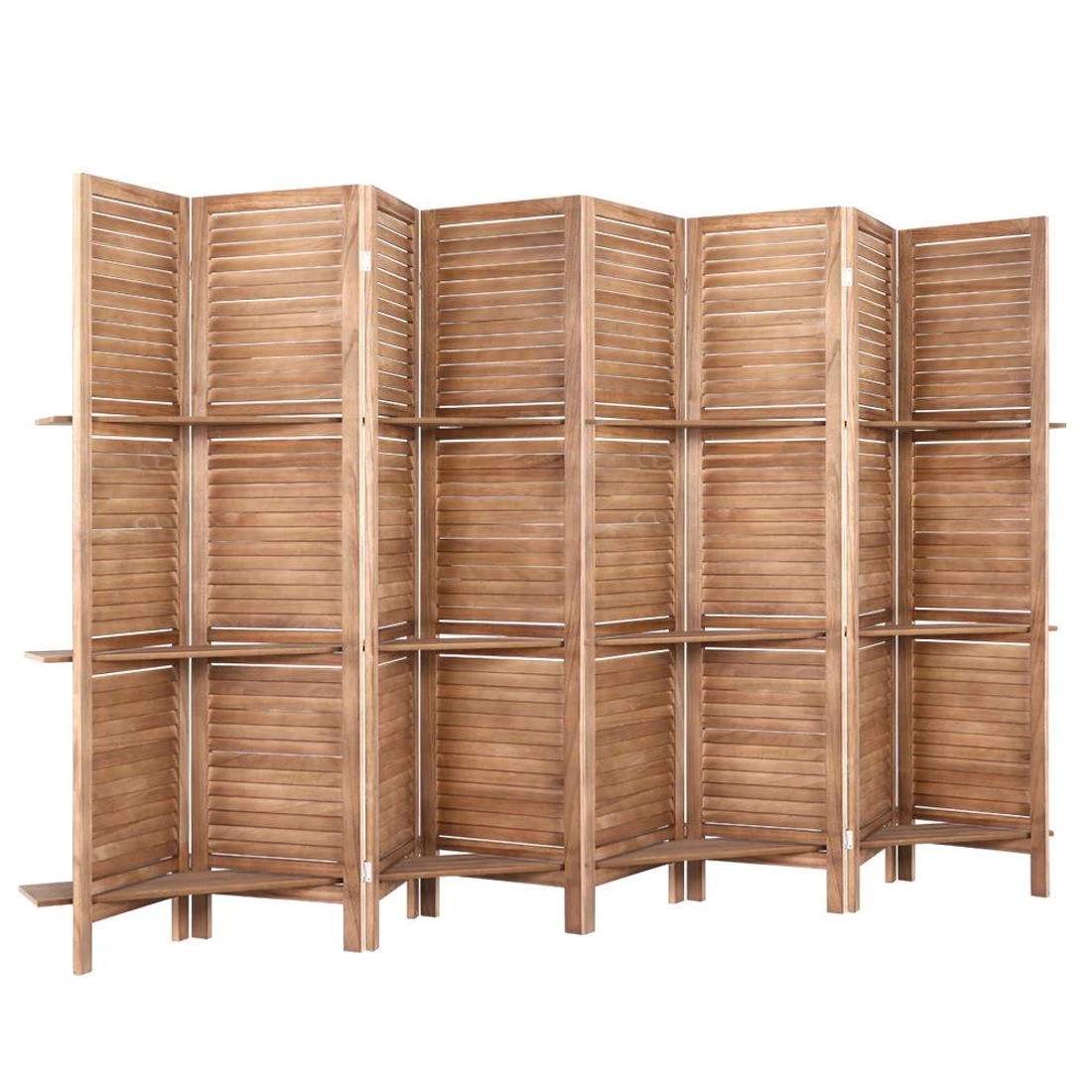 3 Artiss 8 Panel Room Divider Screen 326x170cm Shelf - Brown, 3 of 8