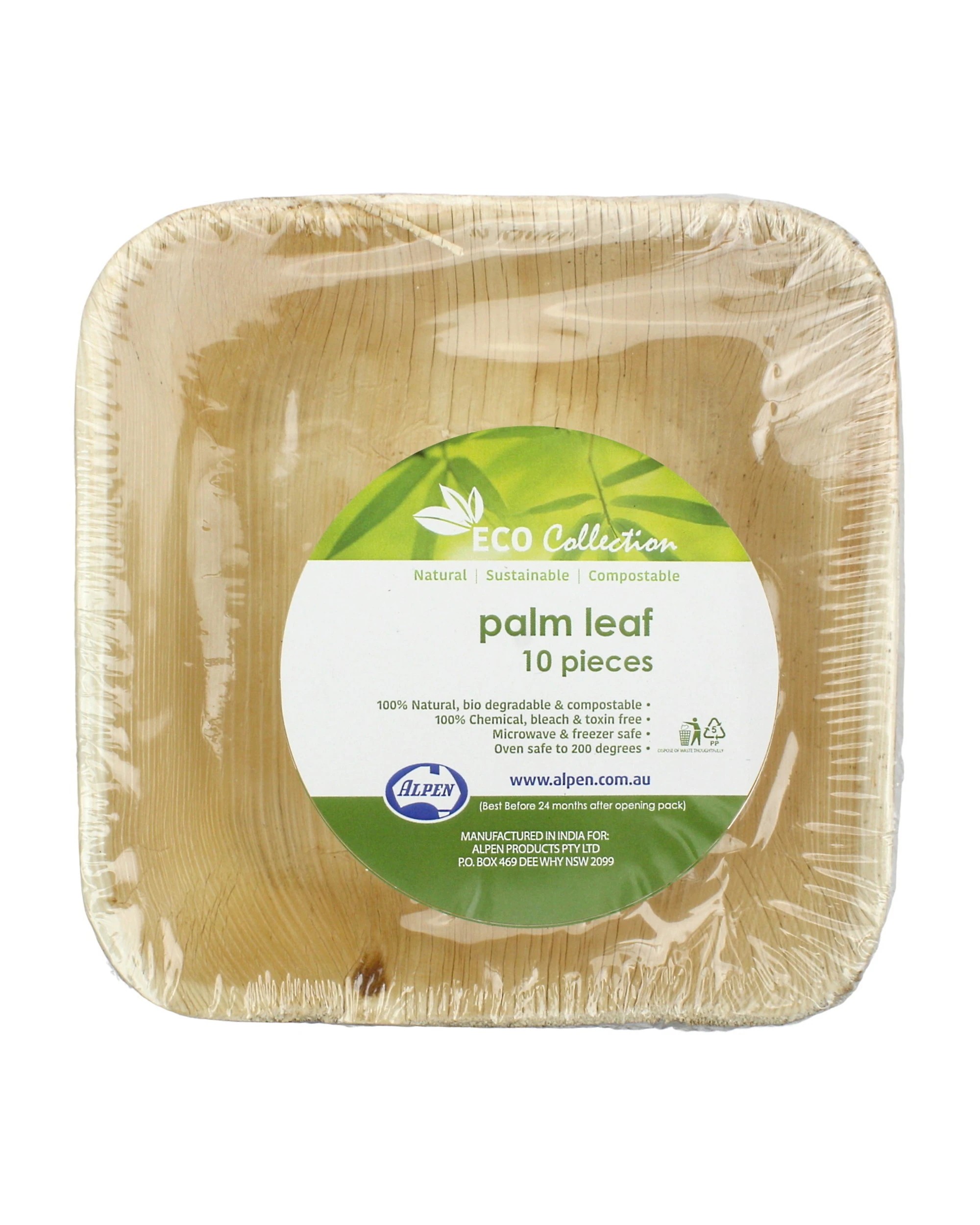 2 Alpen Palm Leaf Square Bowls Pack of 10 - Natural, 2 of 2