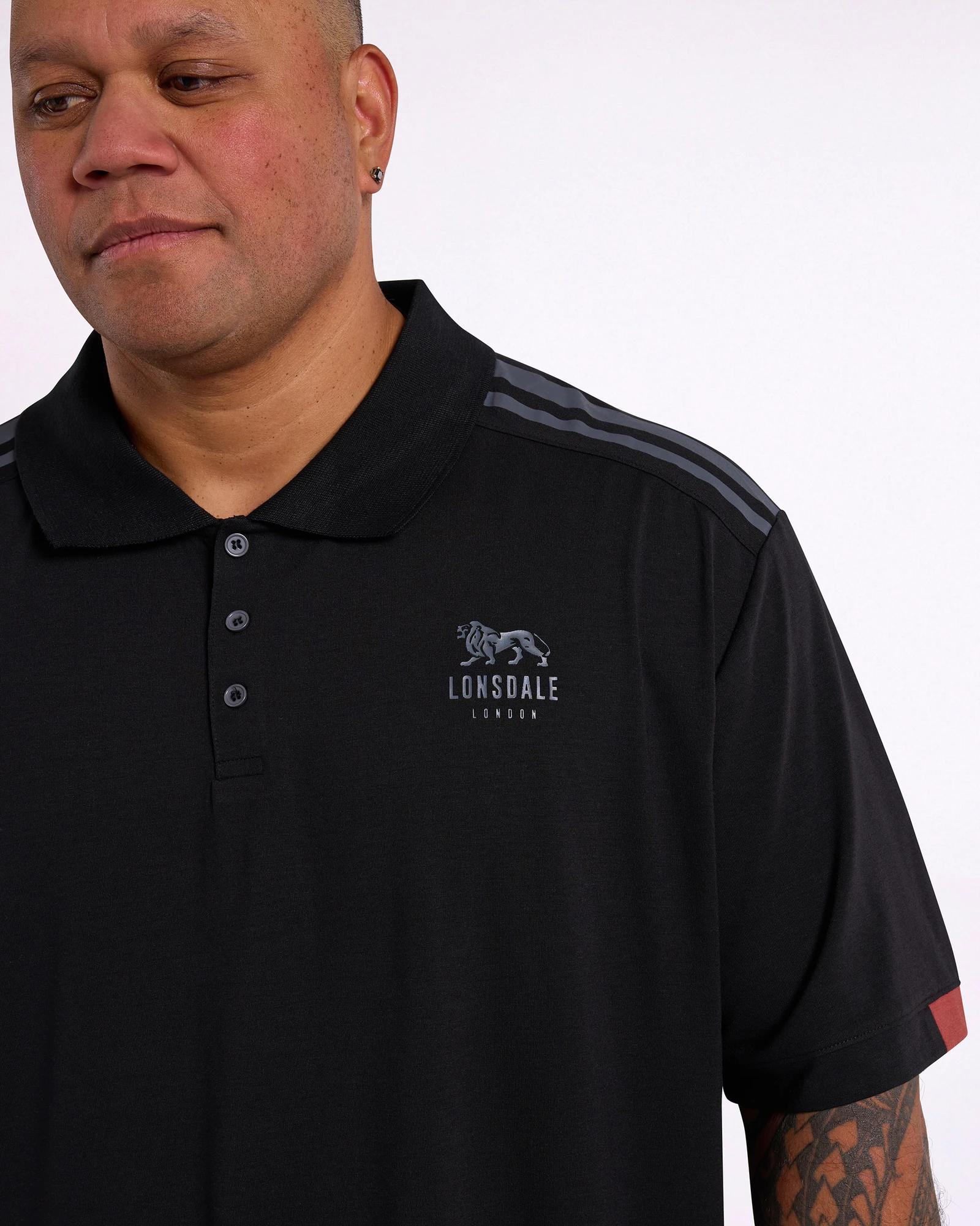 4 Lonsdale London Plus Size Active Polo Top - Lonsdale BLACK, 4 of 5