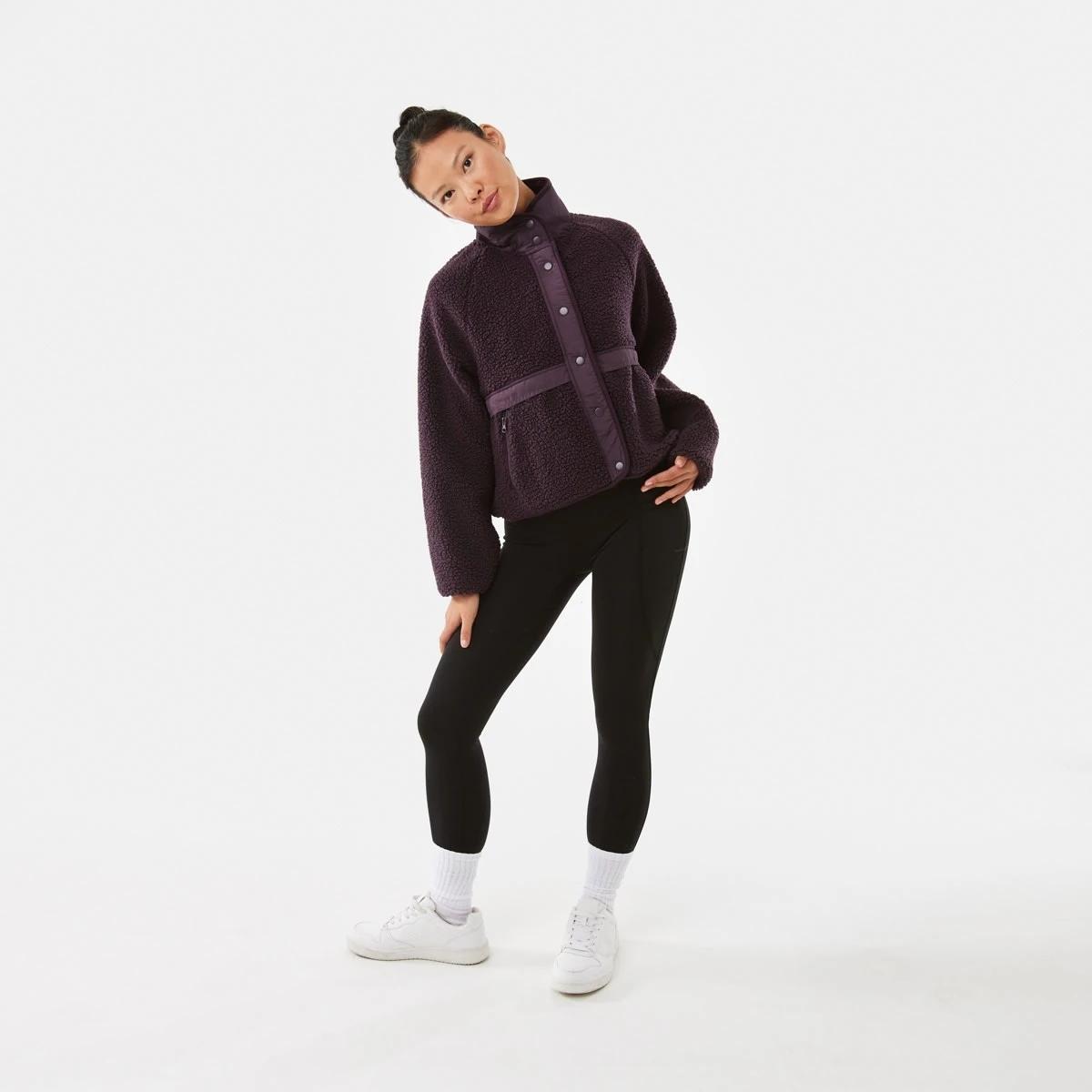 3 Active Womens Sherpa Patch Jacket Pur Raisin, 3 of 8