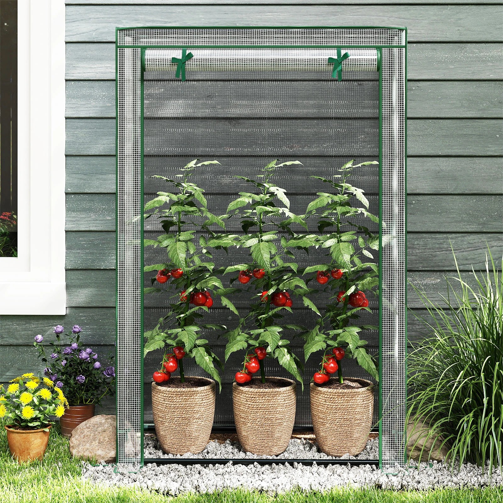 2 Costway Portable Mini Greenhouse Waterproof Tomato Green House Garden Shed - White, 2 of 4