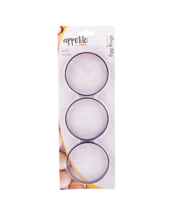 Appetito 3pc Non-stick Egg Rings Cooking Set For Home Kitchen Breakfast - Black
