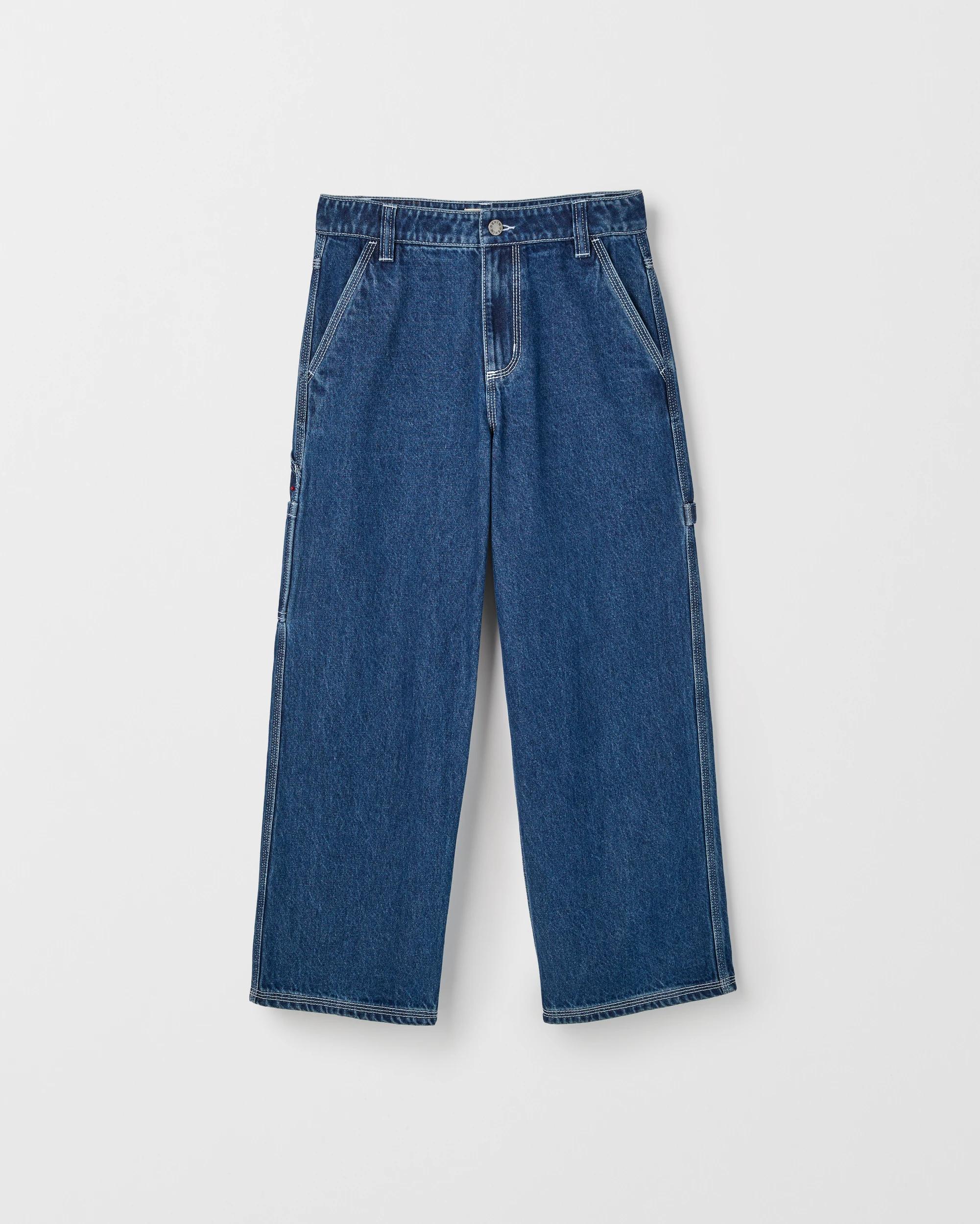 1 Target Kids Wide Leg Carpenter Denim Jeans DARK BLUE WASH, 1 of 3