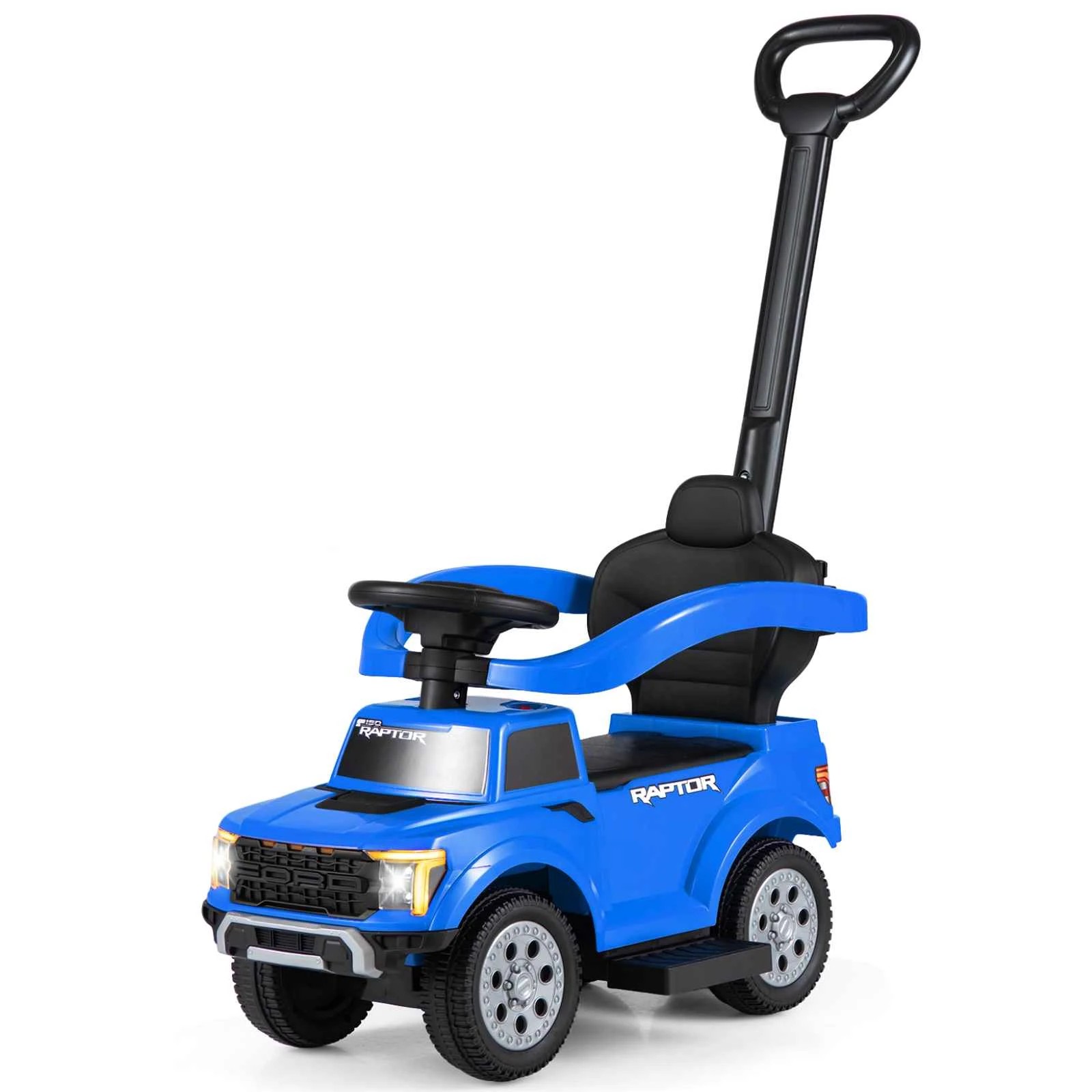 1 Costway 3-In-1 Kid Push Car Licensed Ford Stroller Sliding Walking Ride on Toy - Blue, 1 of 1