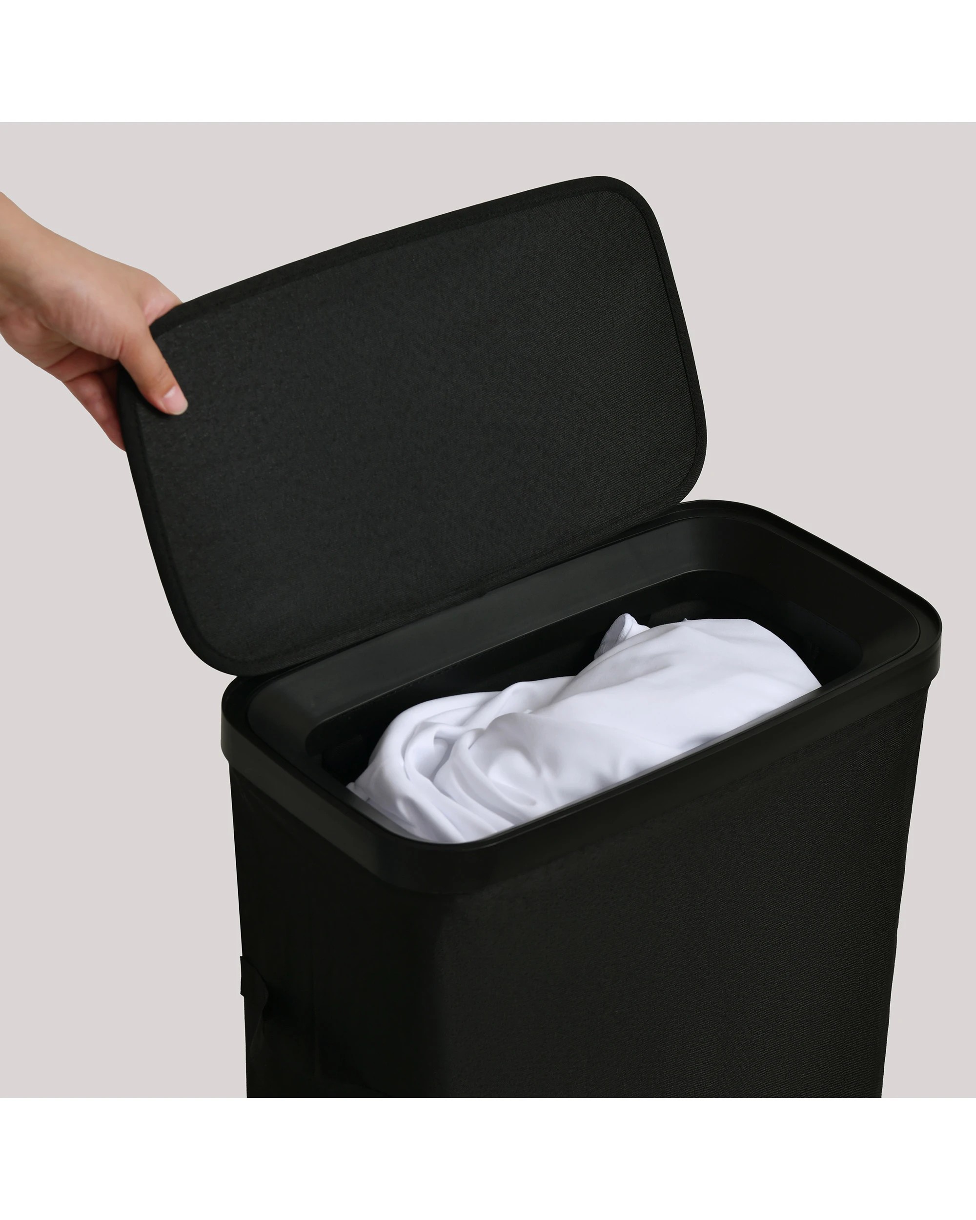 5 Sherwood Voyager Slim Laundry Hamper 40L Faux Linen 22x39x67cm - Black, 5 of 10