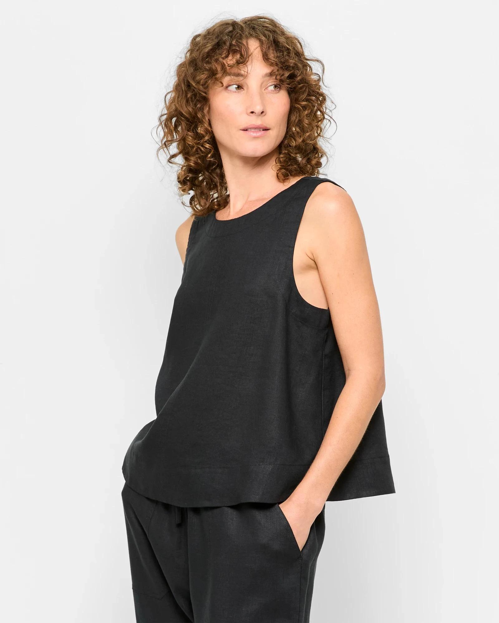 3 Target European Linen Tank Top BLACK, 3 of 5