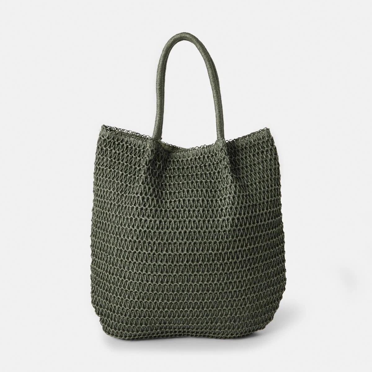 1 Soft Woven Tote Bag Grn Olive, 1 of 6
