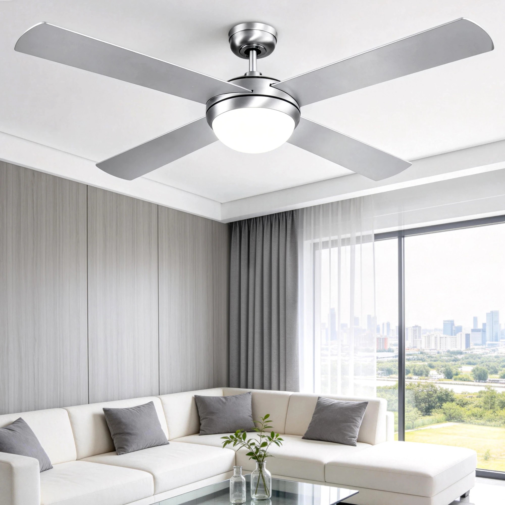 8 Devanti 52'' Ceiling Fan DC Motor w/Light w/Remote - Silver, 8 of 8