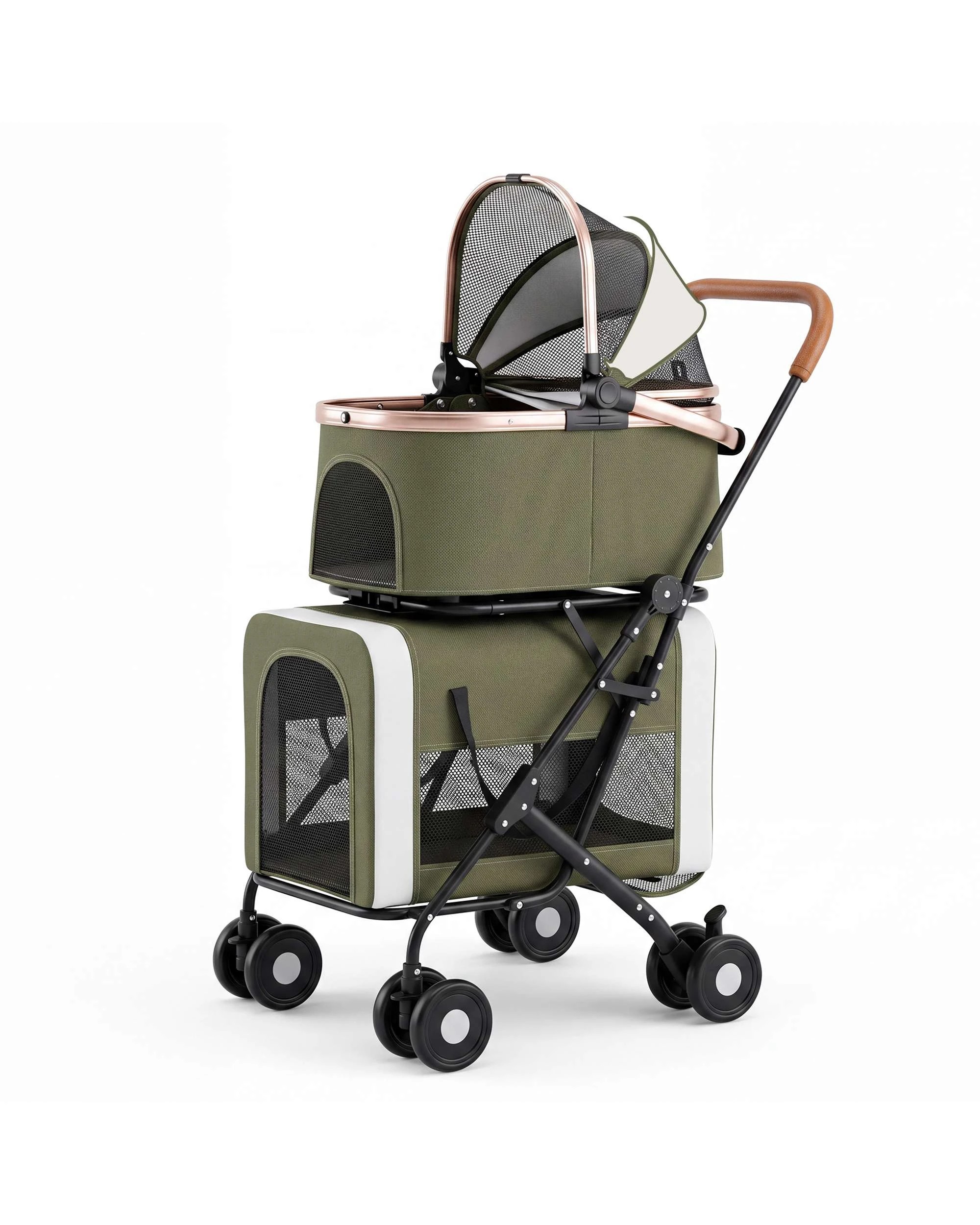 6 Advwin Dog Stroller with Detachable Carrier 3-in-1 Pet Pram Stroller Car Seat, 6 of 10