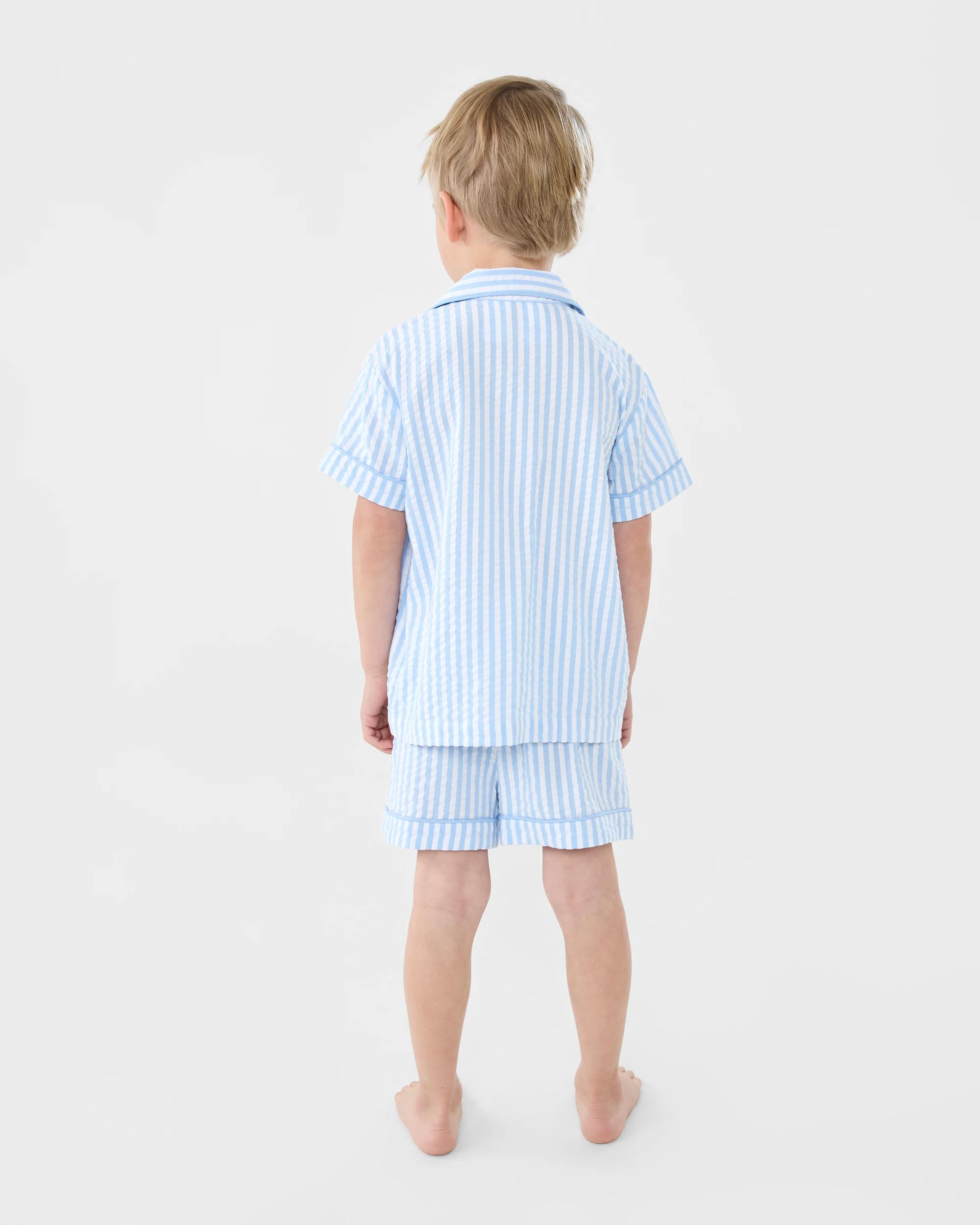 7 Textured Button Through Pyjama Set Stripe, 7 of 7