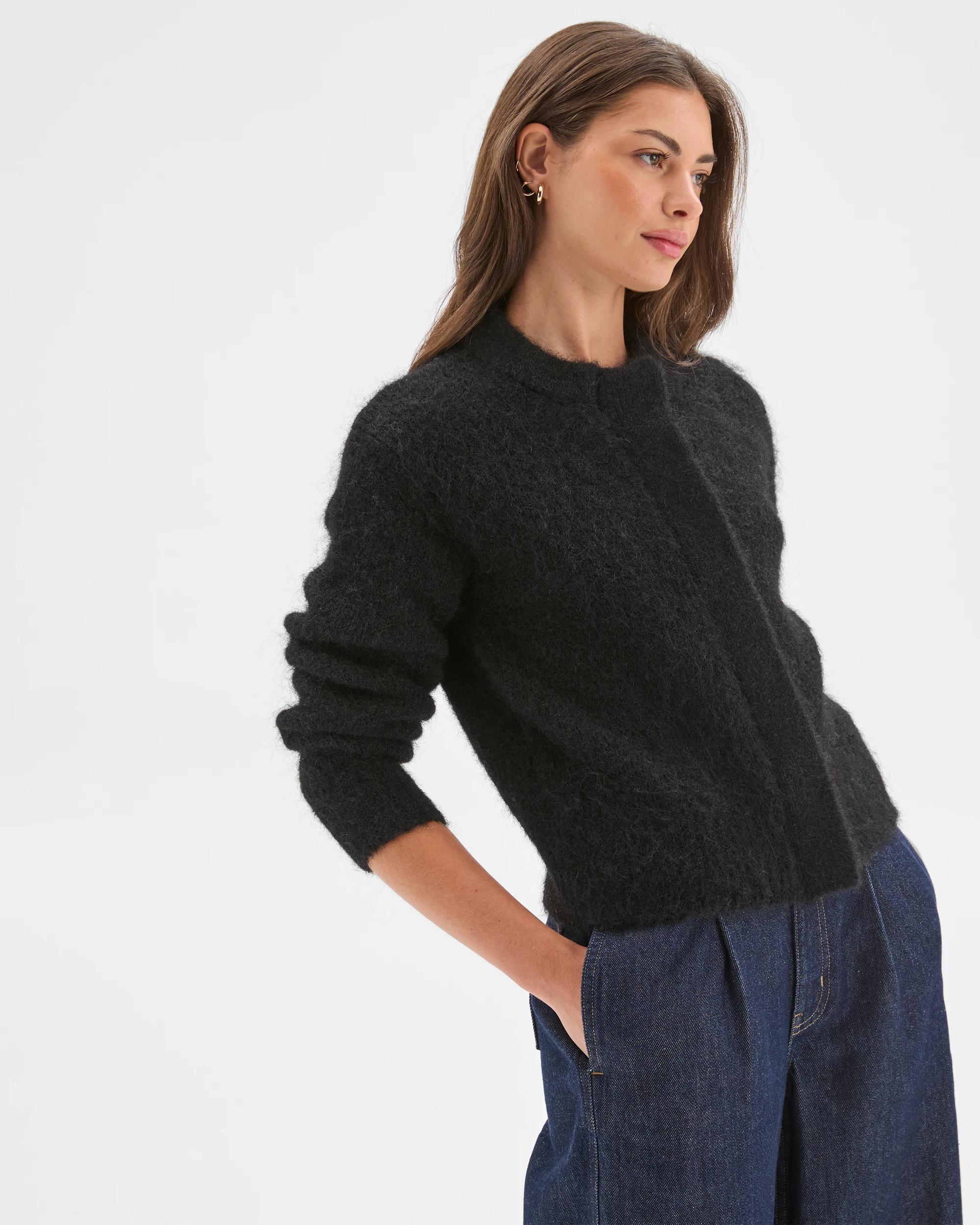 3 Target Petites Petites Plush Knit Cardigan BLACK, 3 of 8
