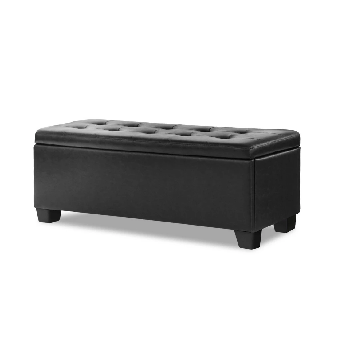 1 Artiss Storage Ottoman Blanket Box 97cm Leather - Black, 1 of 7
