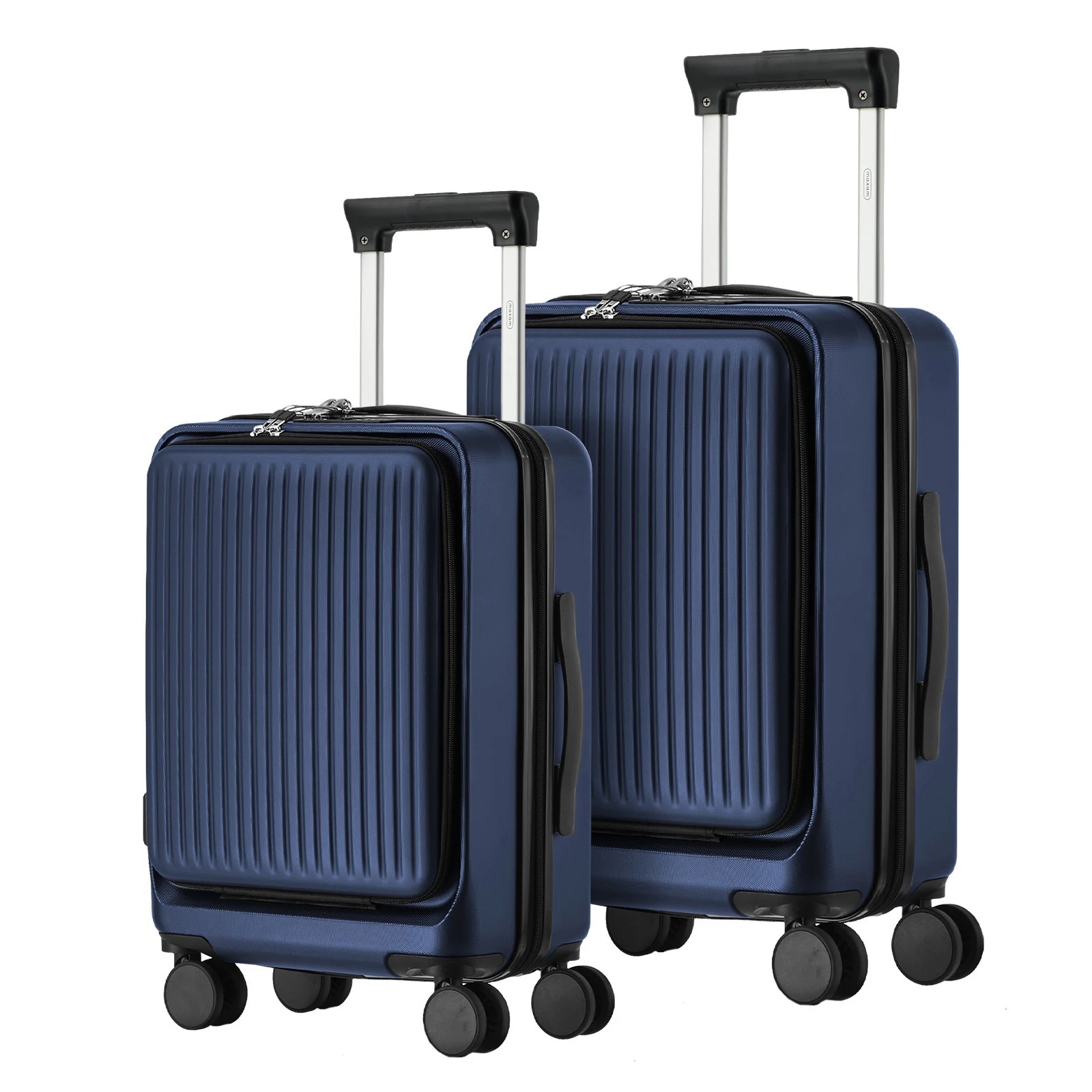 1 Mazam 2PCS Luggage Suitcase Trolley Set Front Opening TSA Hard Case - Blue, 1 of 10