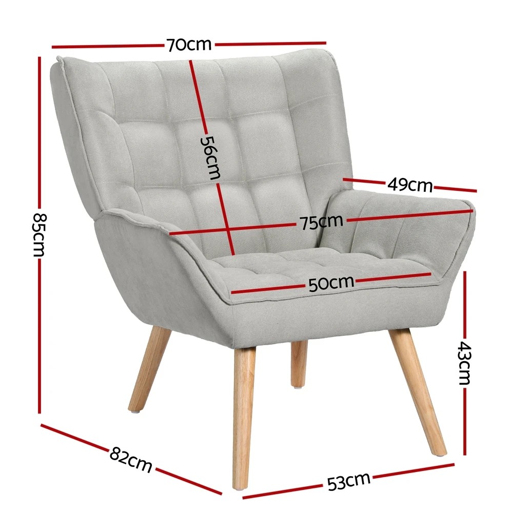 2 Artiss Armchair  Linen Fabric Cindy - Grey, 2 of 5