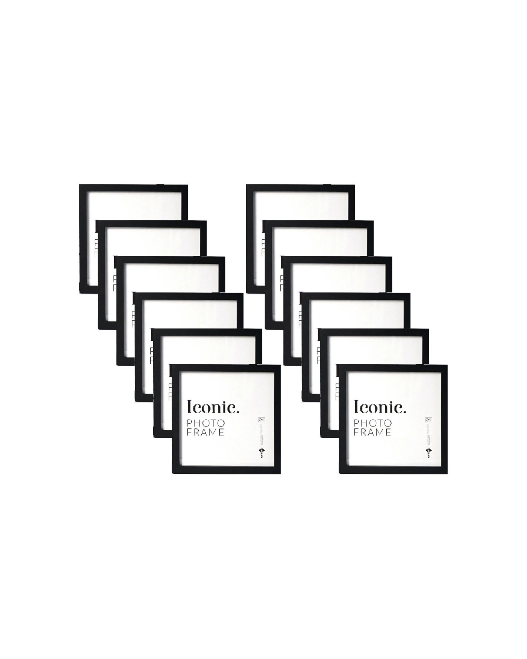1 Unigift 12PK Iconic MDF Glass Photo Frame Home Decor 30x30cm - Black, 1 of 1