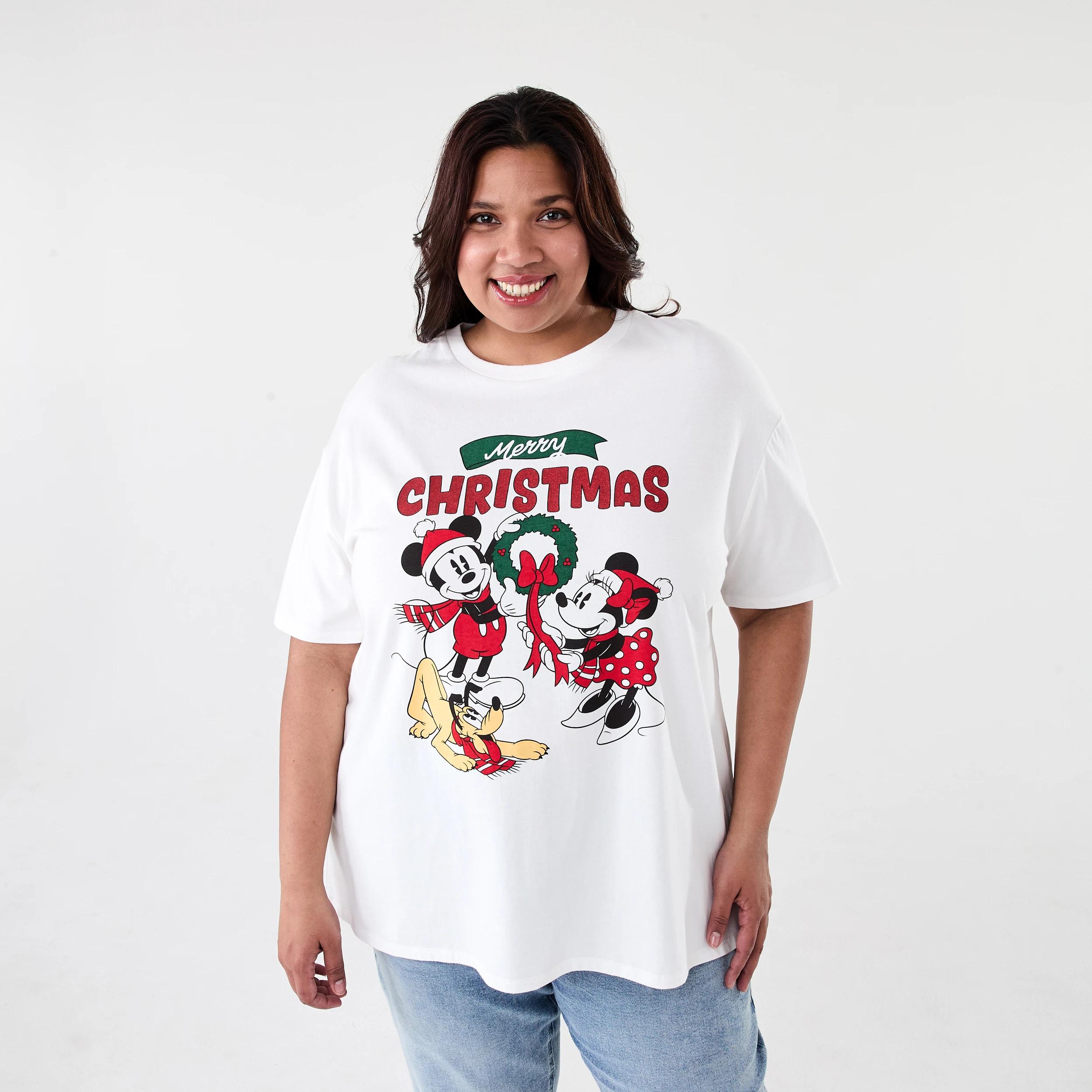 1 Curve Disney Mickey Mouse License Christmas Short Sleeve T-shirt MICKEY, 1 of 5