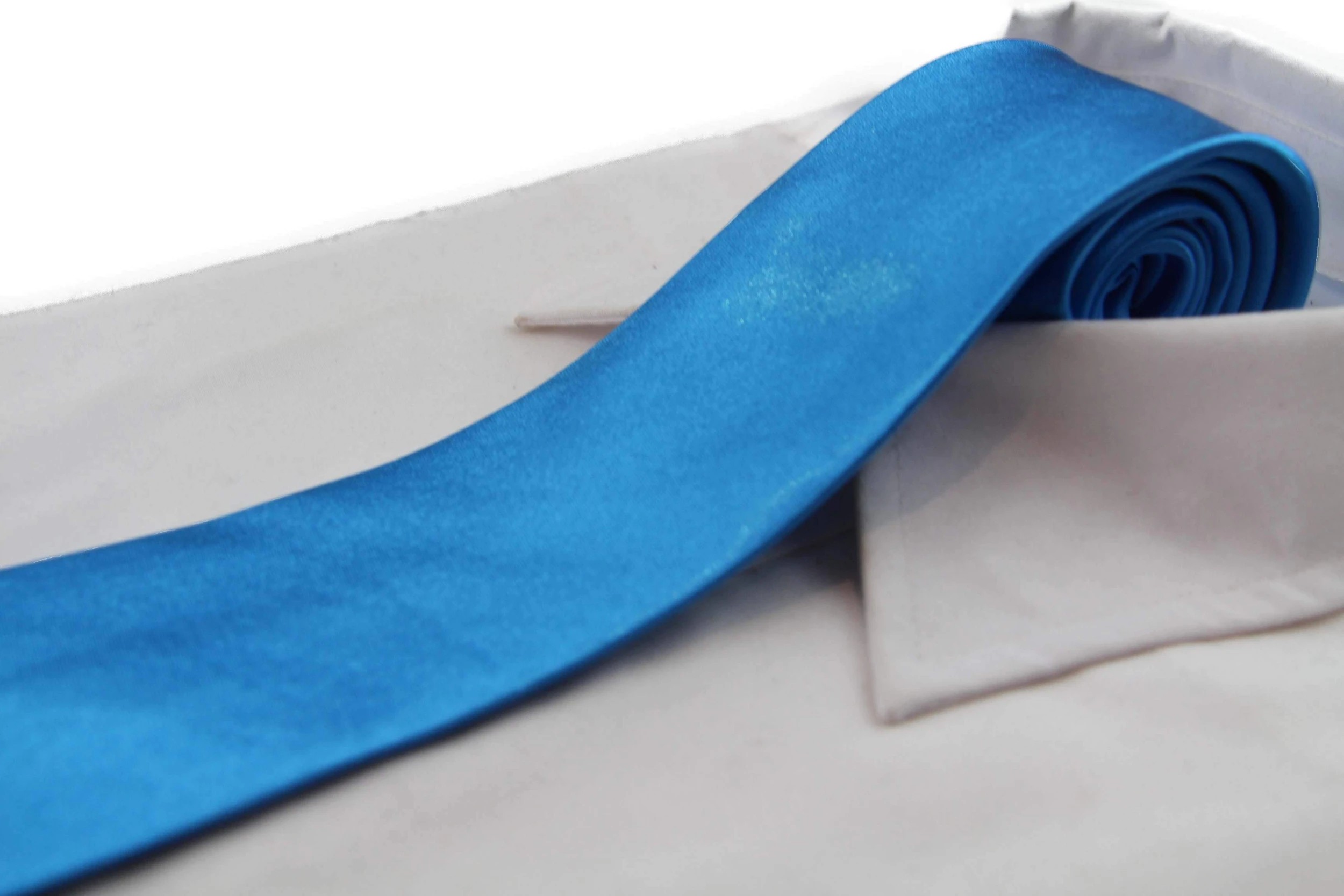 4 Zasel Mens Santorini Blue 8cm Plain Neck Tie - Blue, 4 of 4