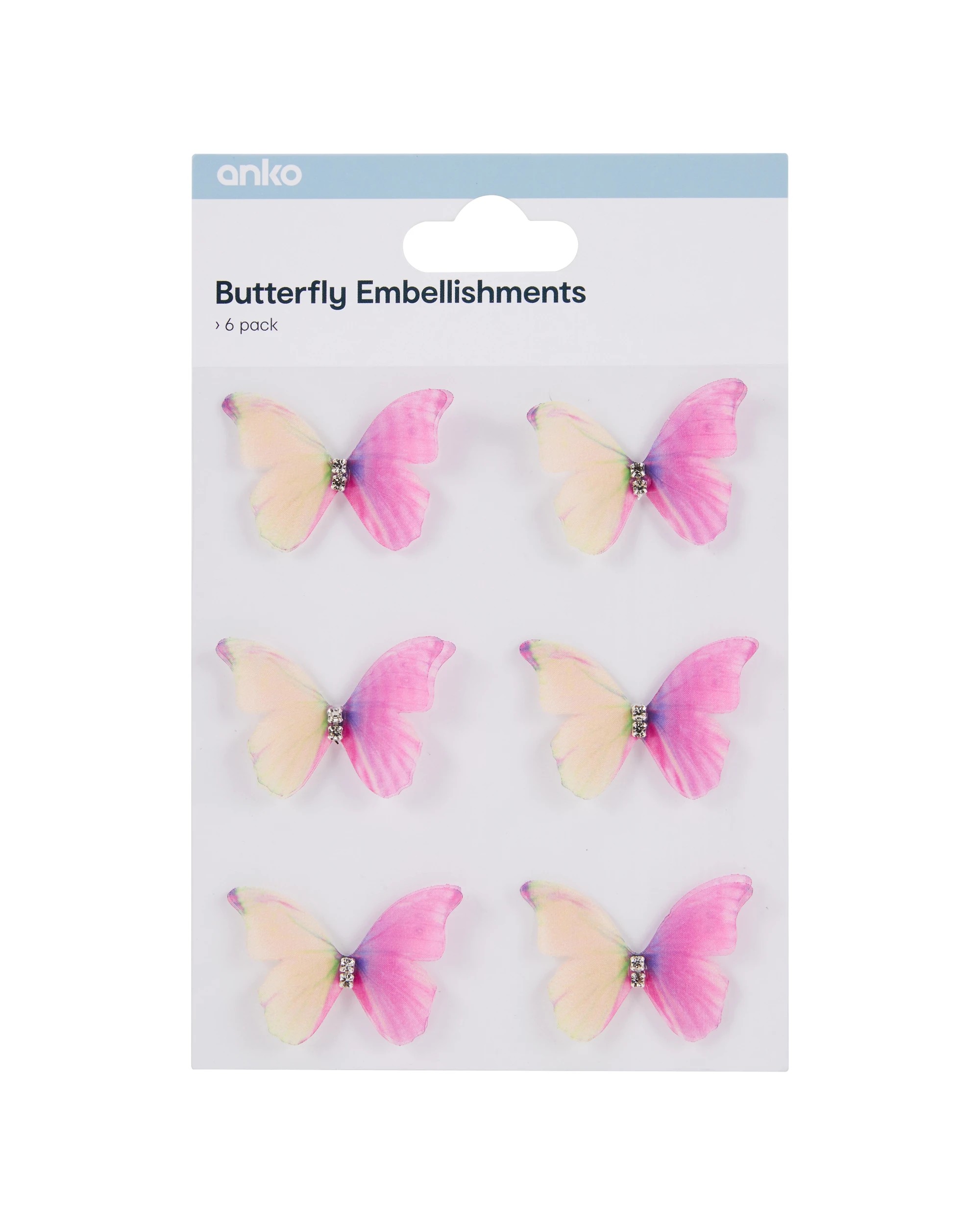 1 6 Pack Butterfly Embellishments, 1 of 3