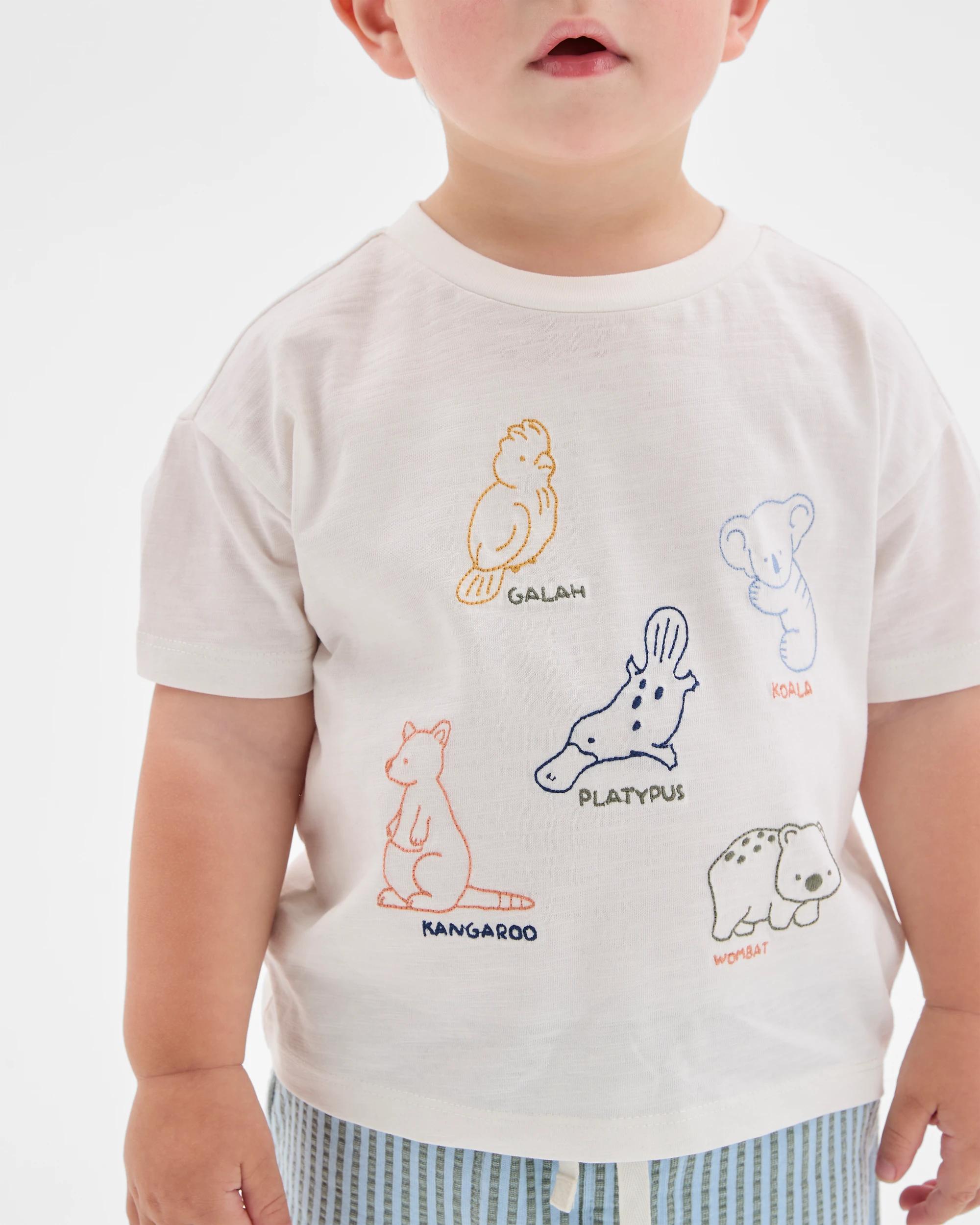 3 Target Baby Organic Cotton Embroidered T-Shirt and Trackpants Set CLOUD DANCER AUSTRALIANA, 3 of 5