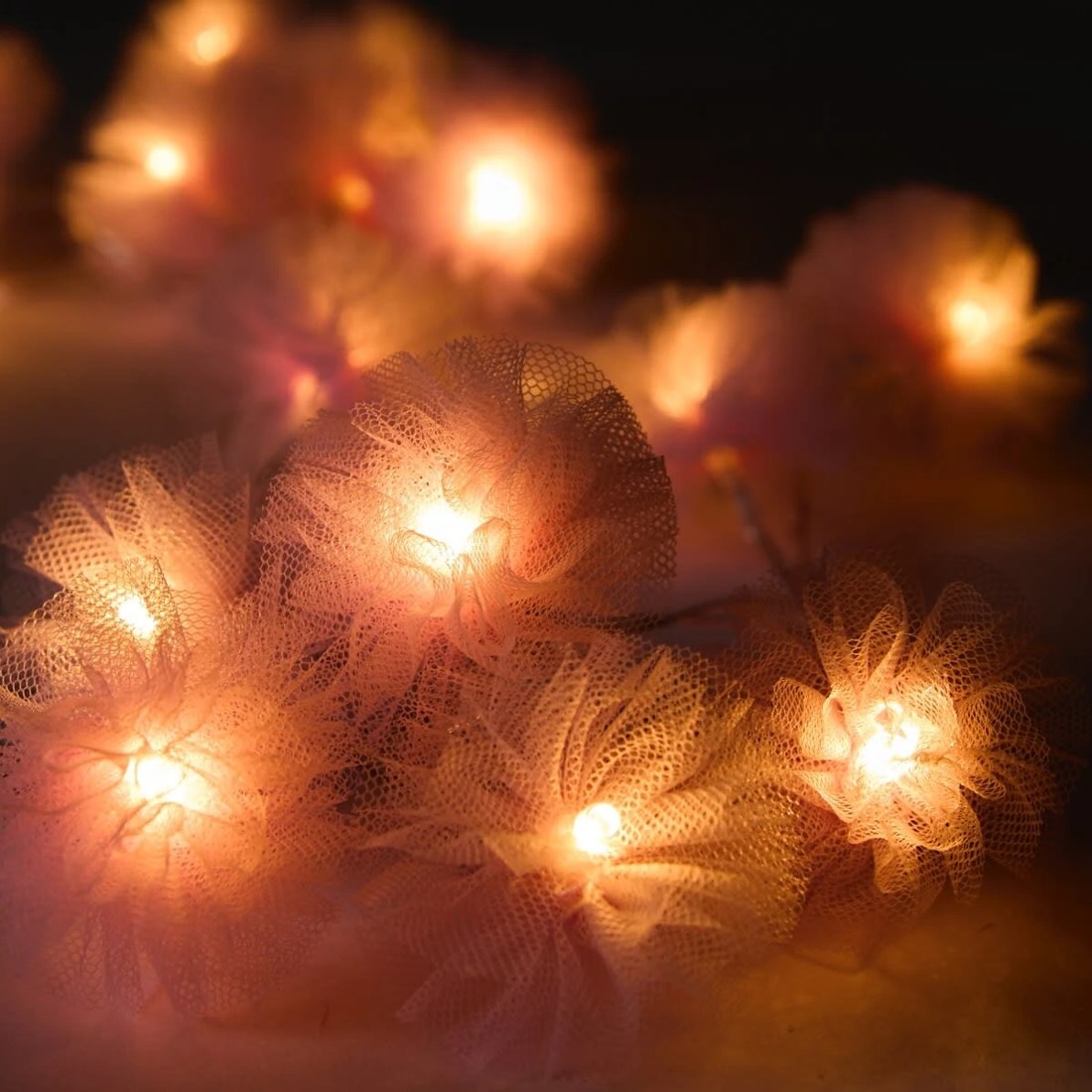 2 Pink Tulle String Lights, 2 of 8